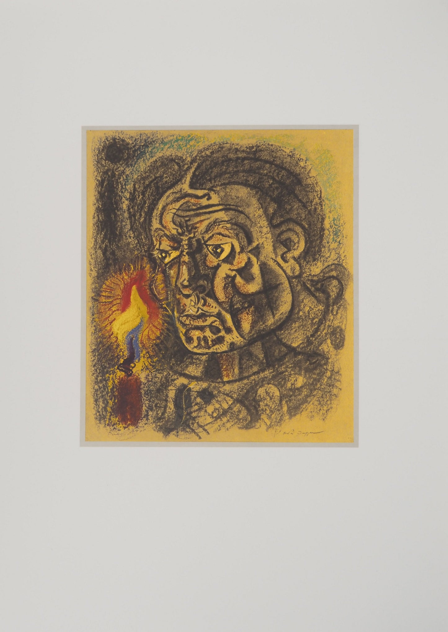 André MASSON : Autoportrait à la bougie - Lithographie signée