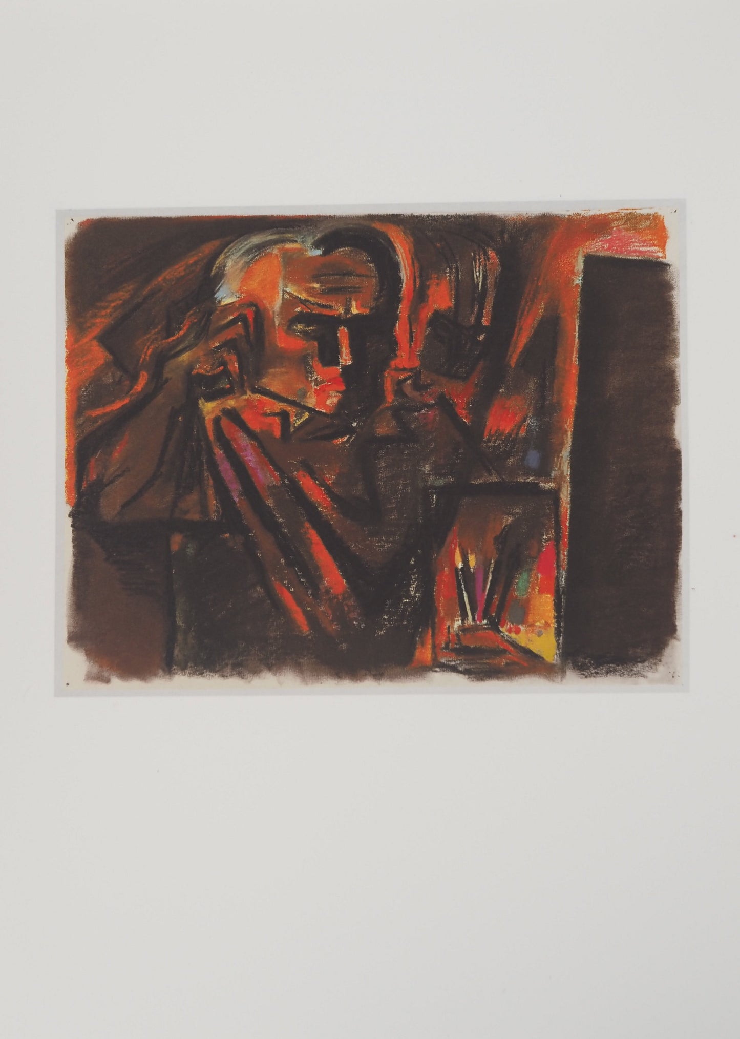André MASSON : Autoportrait au chevalet - Lithographie