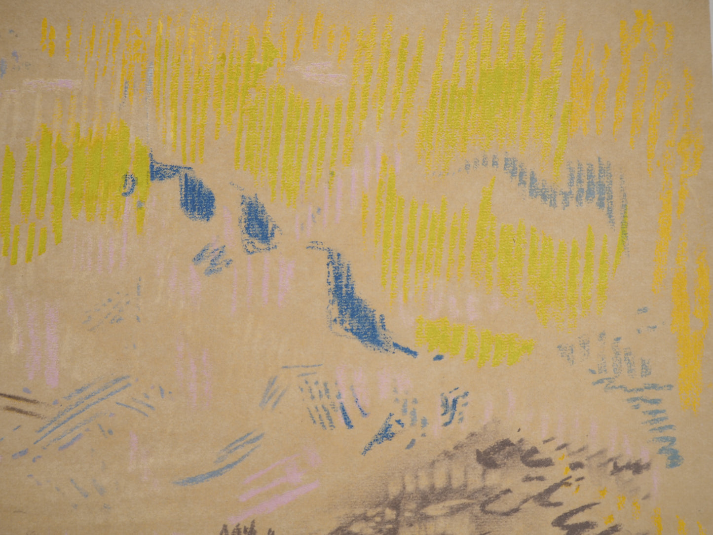 André MASSON : La montagne sous la pluie - Lithographie