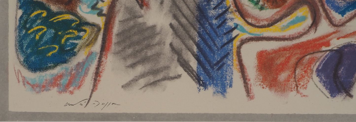 André MASSON : La montagne Sainte Victoire vue de S.Antonin - Lithographie signée