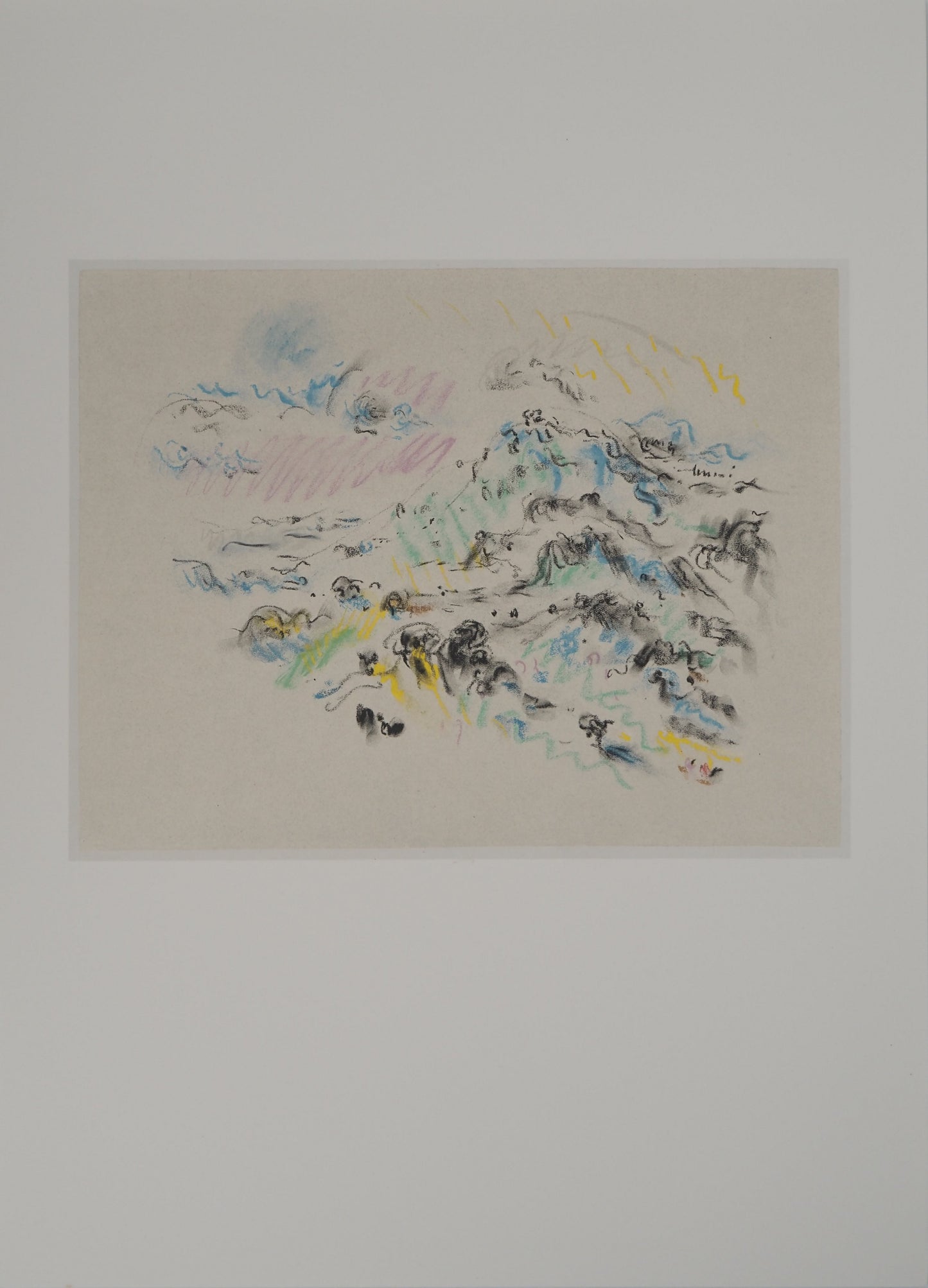 André MASSON : La brume sur la montagne Sainte Victoire - Lithographie