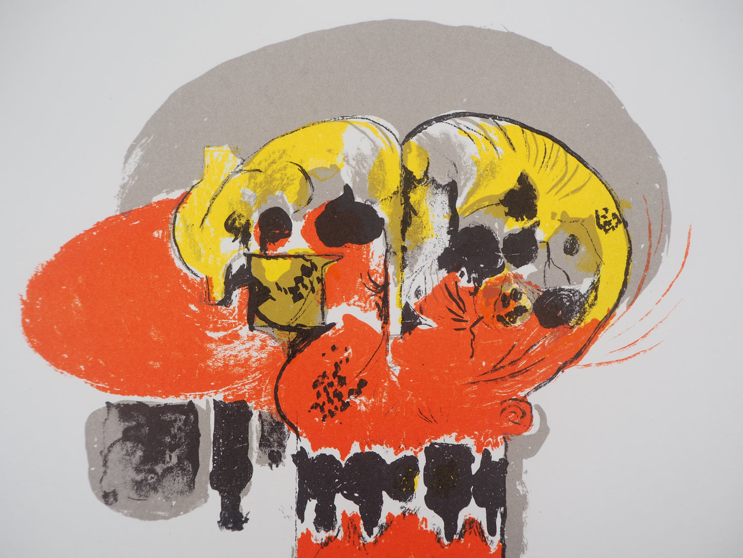 Graham SUTHERLAND : Composition en jaune et rouge - Lithographie originale