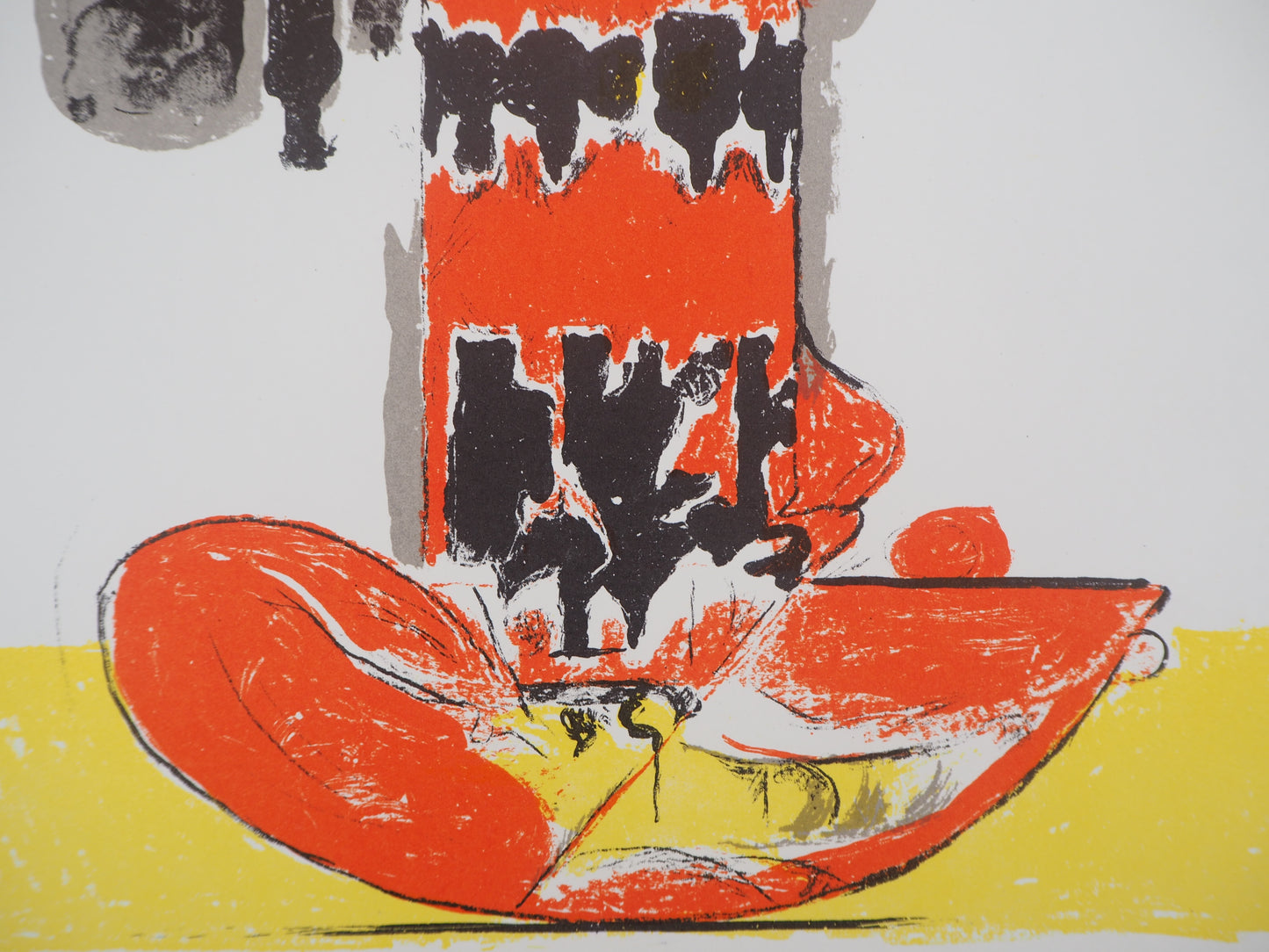 Graham SUTHERLAND : Composition en jaune et rouge - Lithographie originale