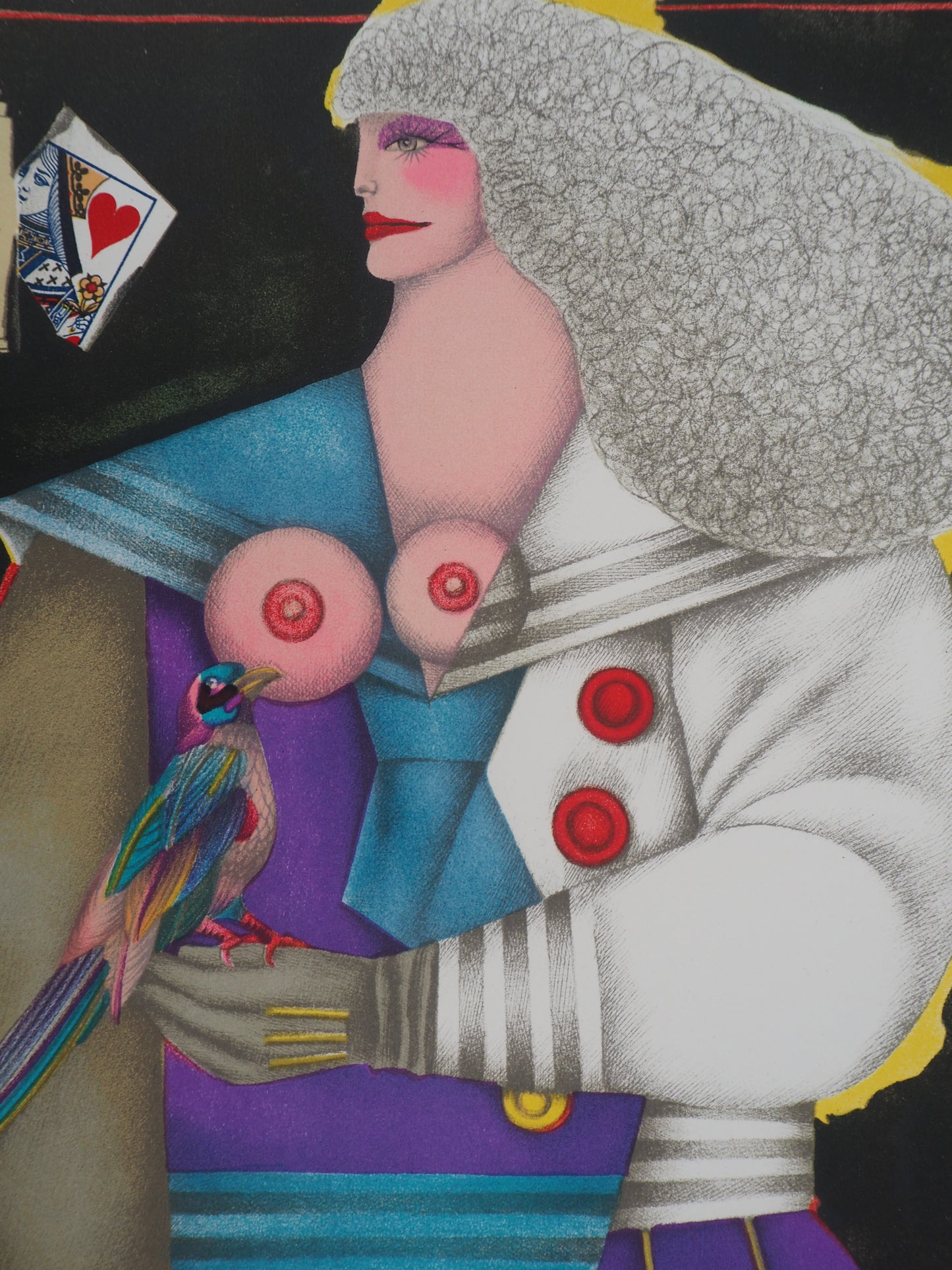 Richard LINDNER : Dame de coeur - Lithographie originale Signée