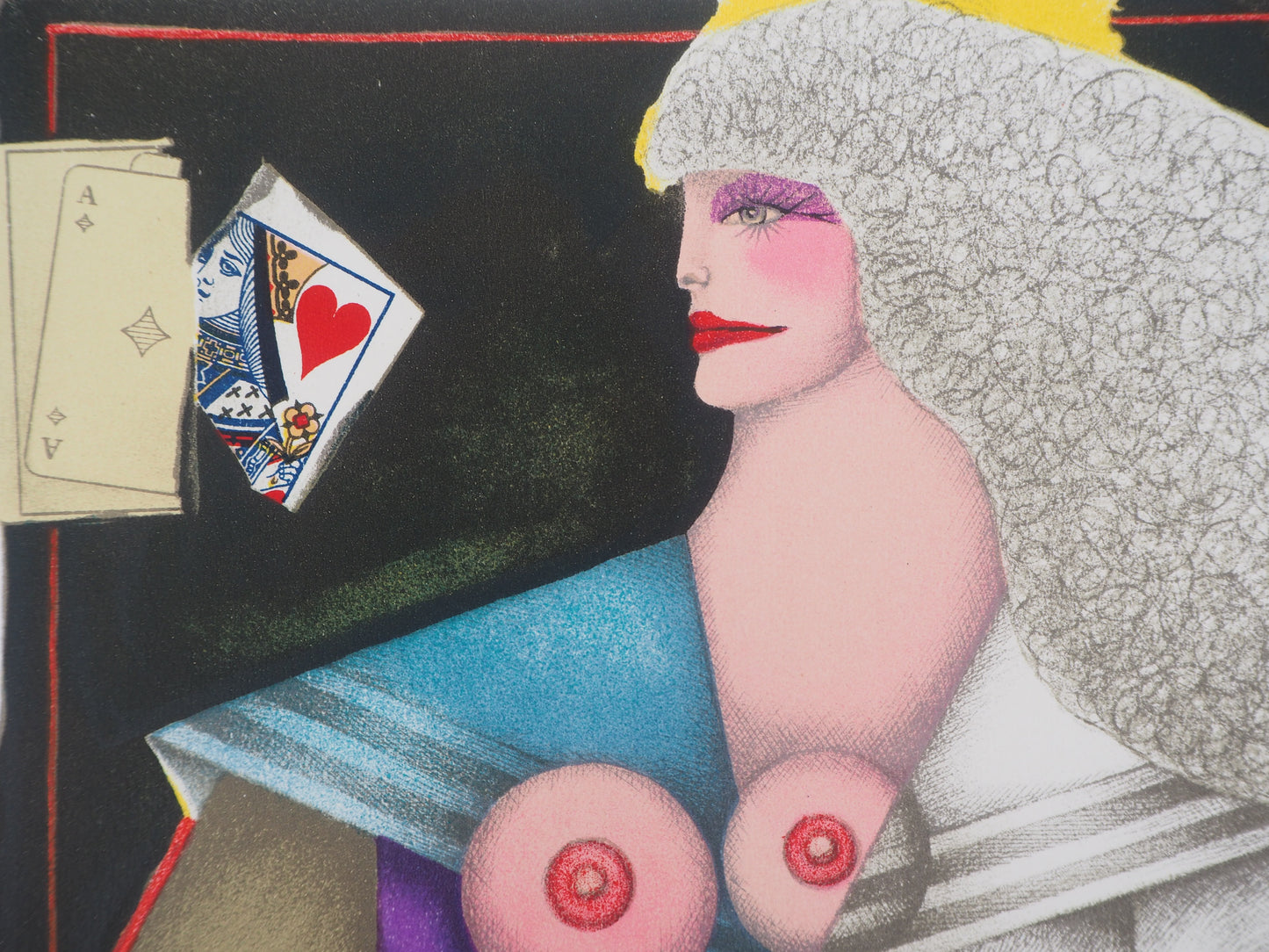 Richard LINDNER : Dame de coeur - Lithographie originale Signée