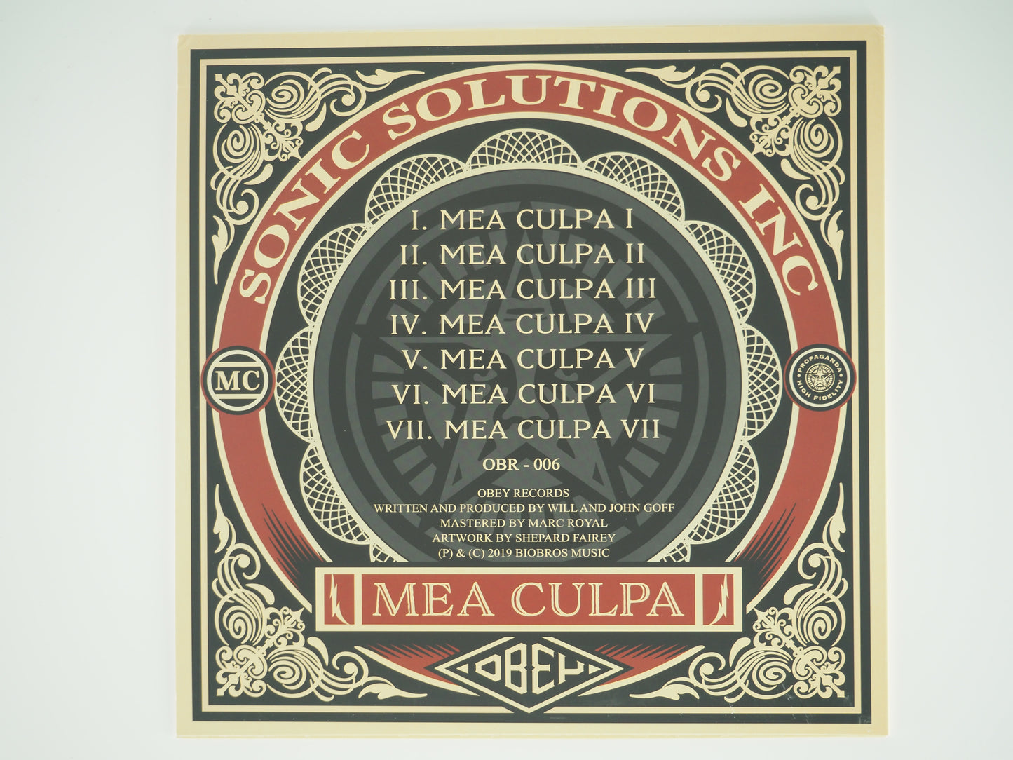 Shepard FAIREY (OBEY) : Mea culpa - Vinyle signé