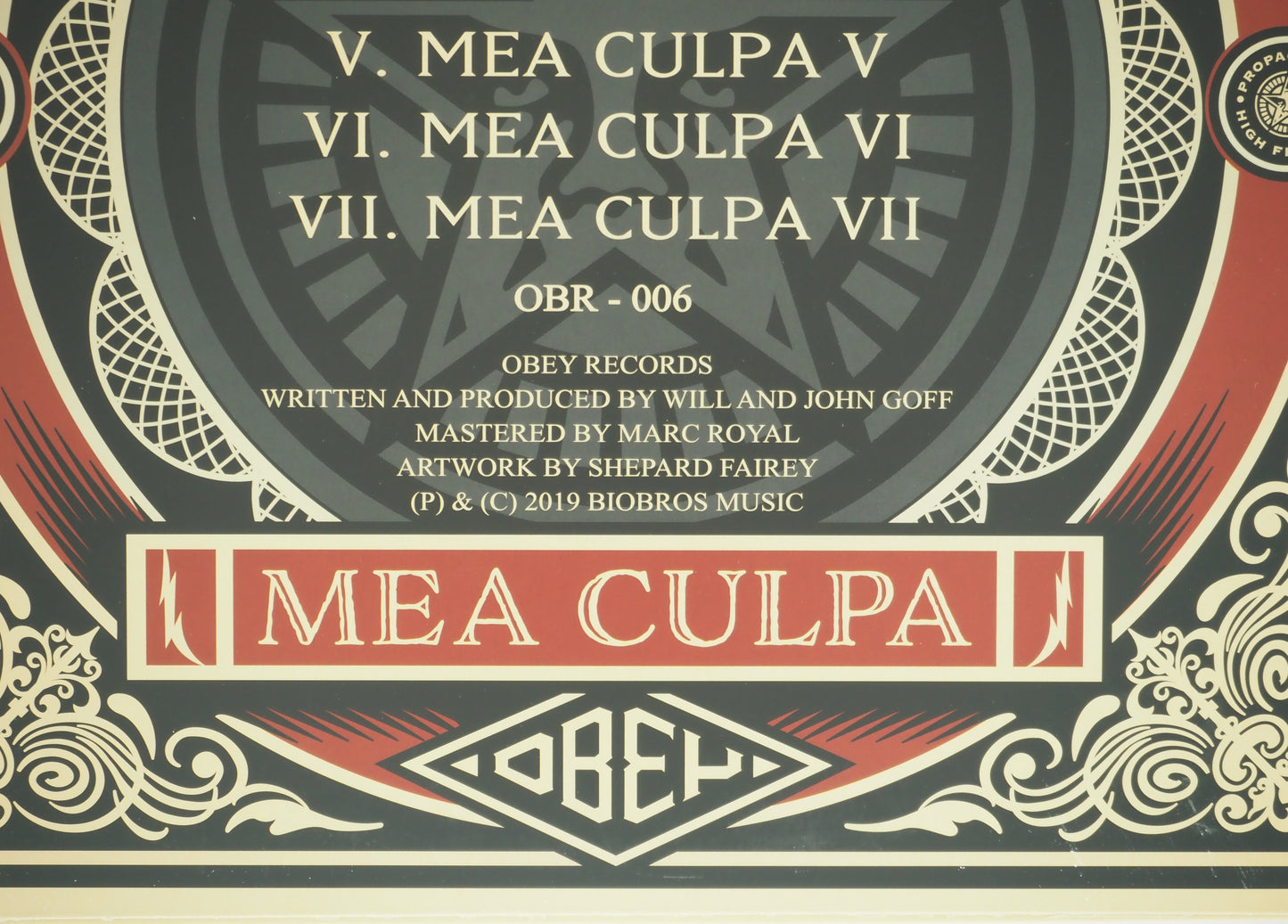 Shepard FAIREY (OBEY) : Mea culpa - Vinyle signé