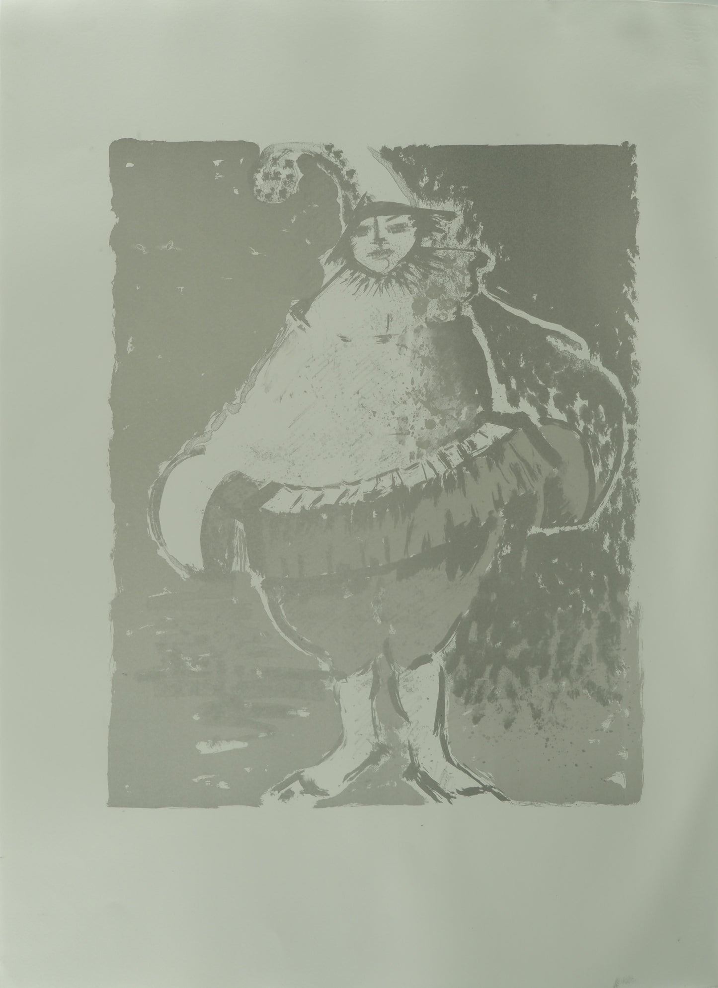 Roger CRUSAT : Le clown gris - Lithographie originale