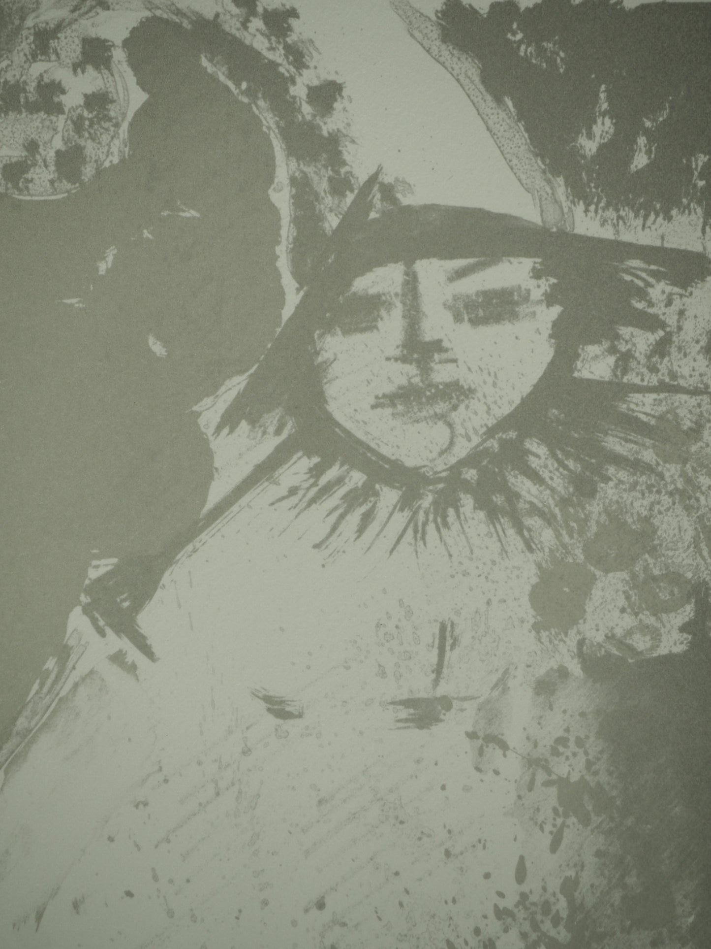 Roger CRUSAT : Le clown gris - Lithographie originale