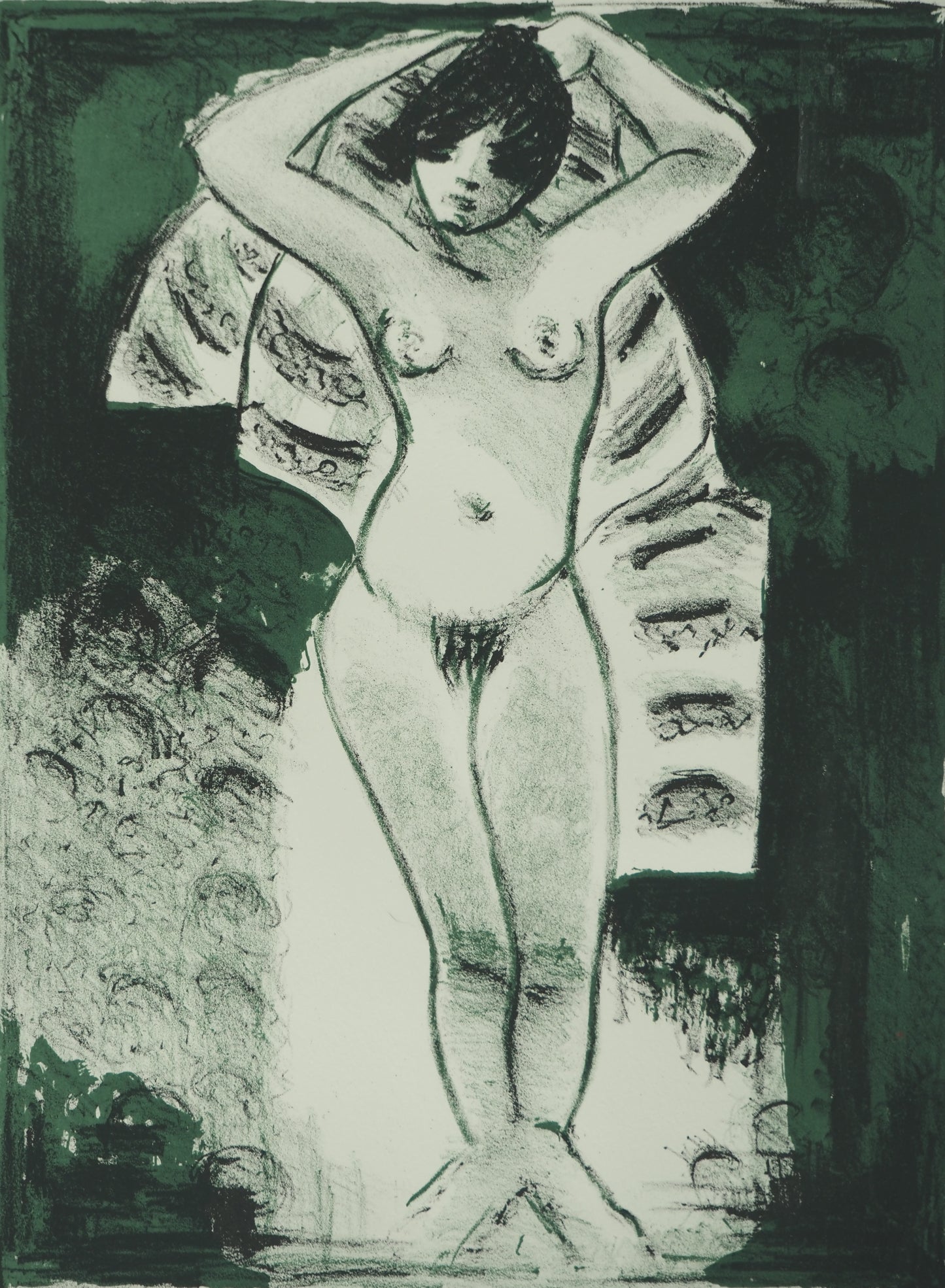 Roger CRUSAT : Nu à la serviette - Lithographie originale signée