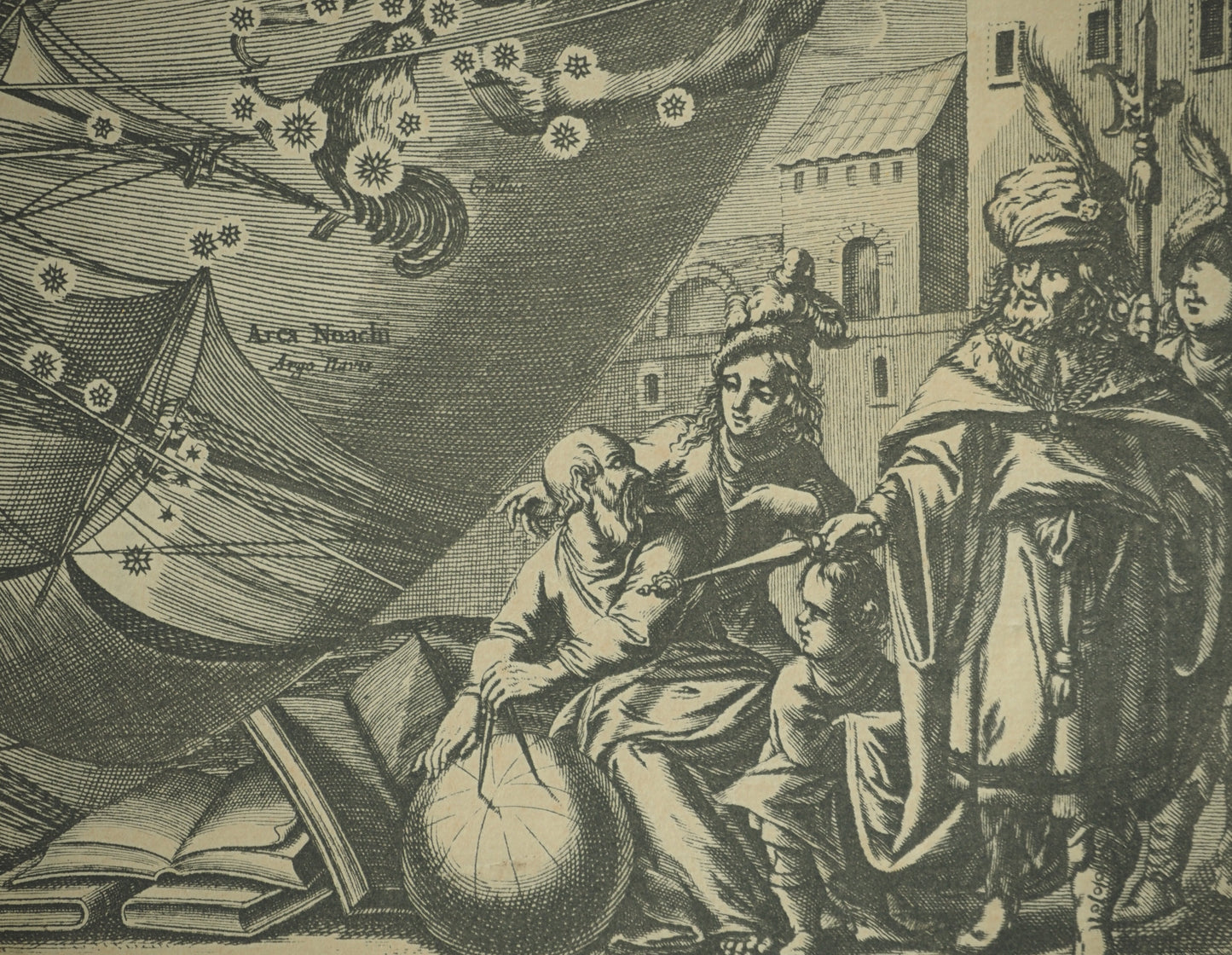 Hendrik HONDIUS : Carte céleste vue du pôle sud - Gravure