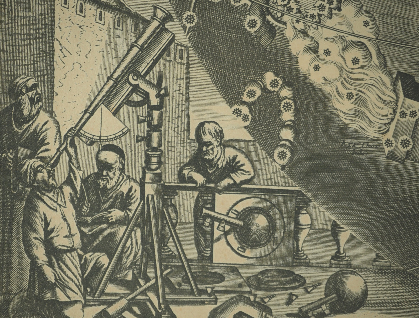 Hendrik HONDIUS : Carte céleste vue du pôle sud - Gravure