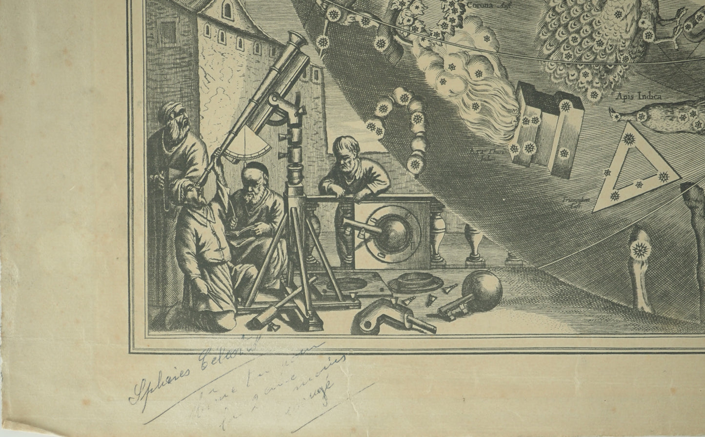 Hendrik HONDIUS : Carte céleste vue du pôle sud - Gravure