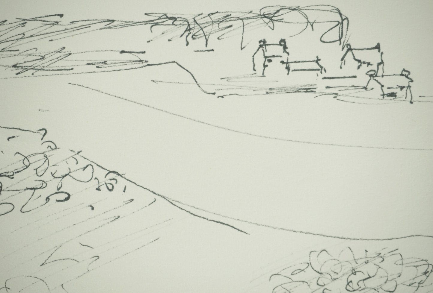 Roger CRUSAT : Au loin le Village - Dessin original signé