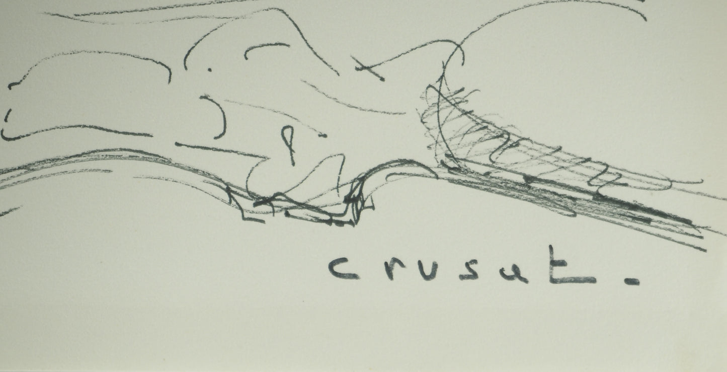 Roger CRUSAT : Au loin le Village - Dessin original signé