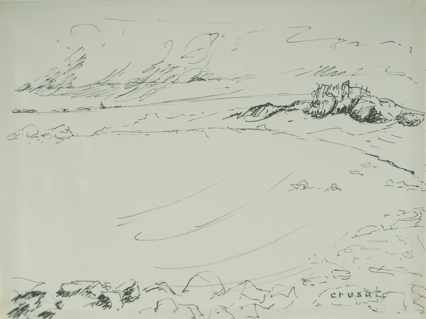 Roger CRUSAT : Sentier du littoral - Dessin original signé