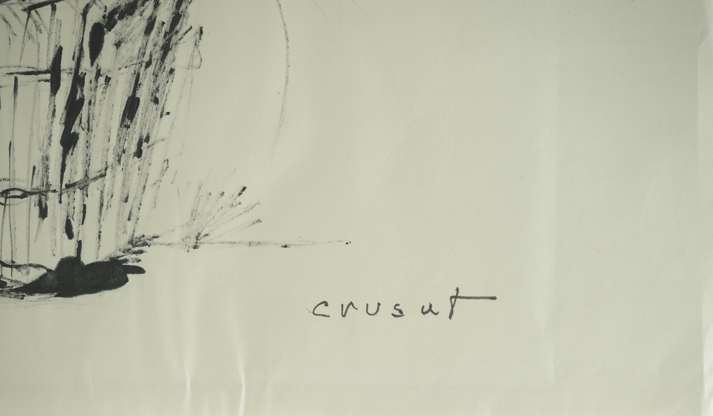 Roger CRUSAT : Le seau de paille - Dessin original signé