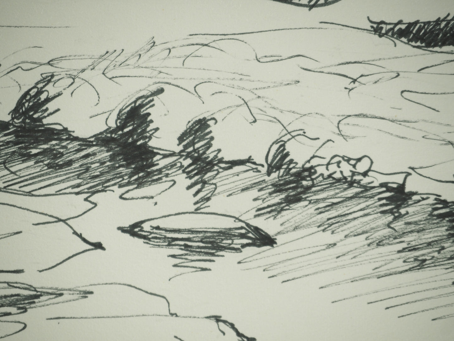 Roger CRUSAT : Village au bord du fleuve - Dessin original signé