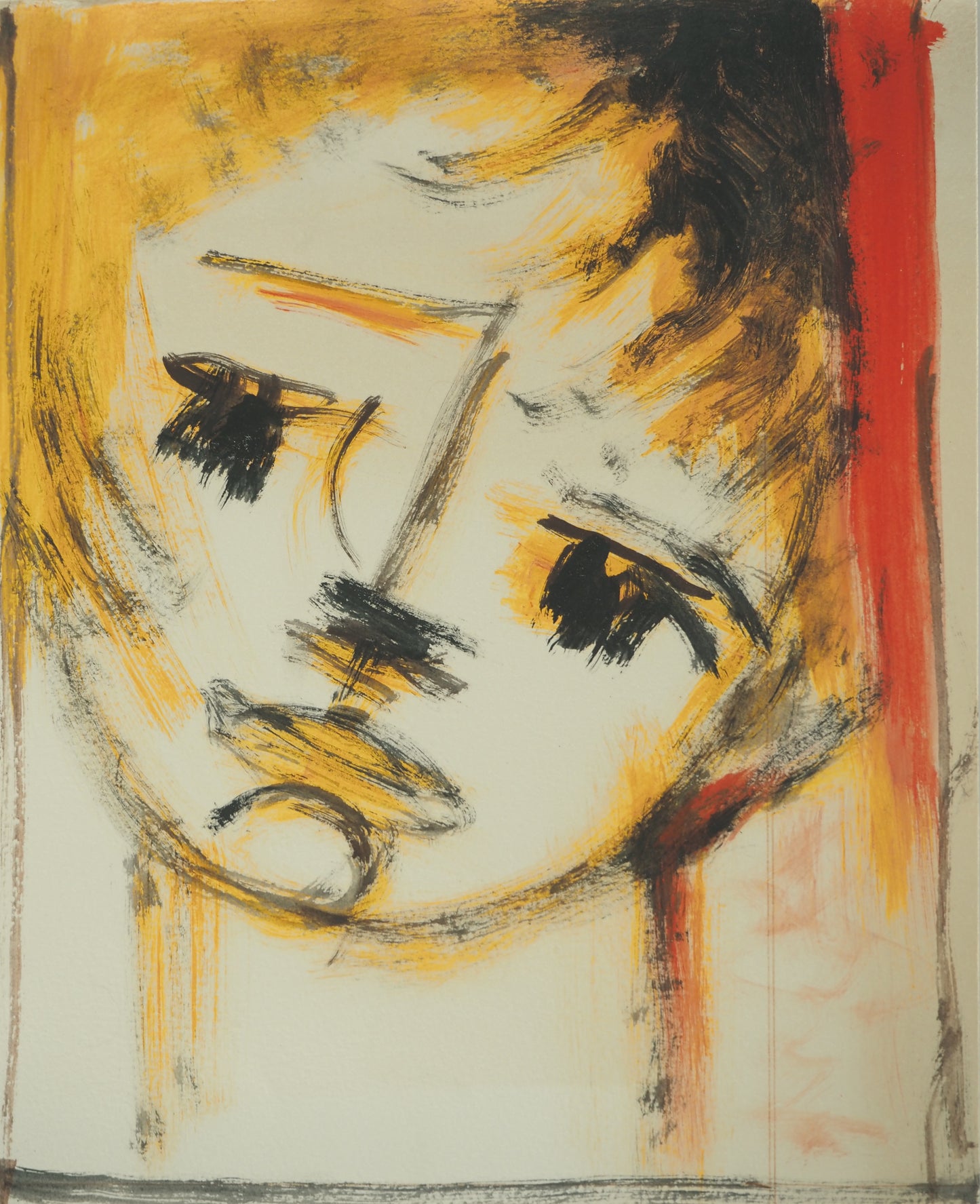 Roger CRUSAT : Jeune fille pensive - Gouache sur papier