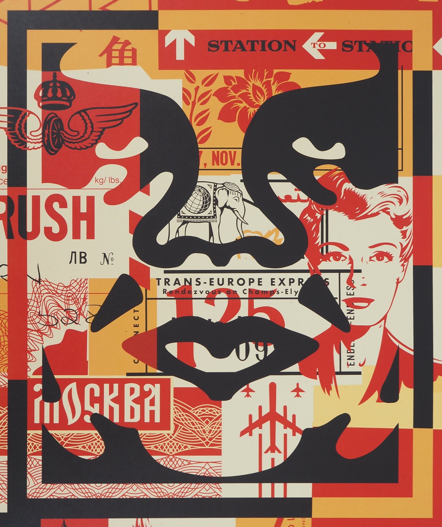 Shepard FAIREY (OBEY) : Face collage II - Lithographie originale signée