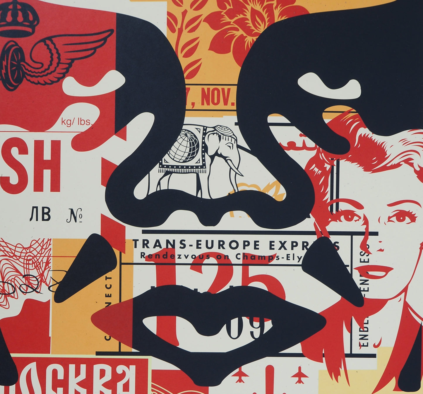Shepard FAIREY (OBEY) : Face collage II - Lithographie originale signée