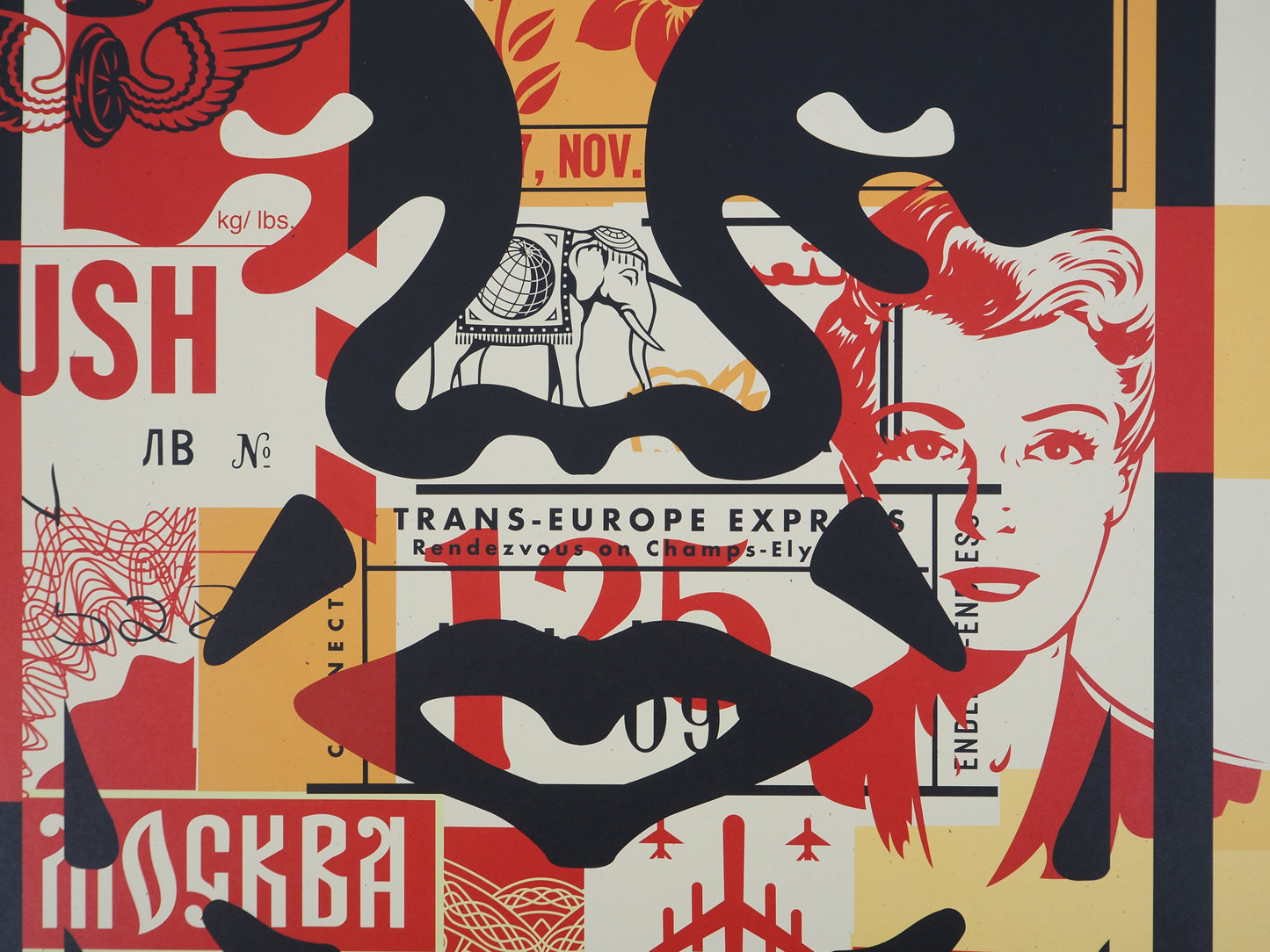 Shepard FAIREY (OBEY) : Face collage II - Lithographie originale signée