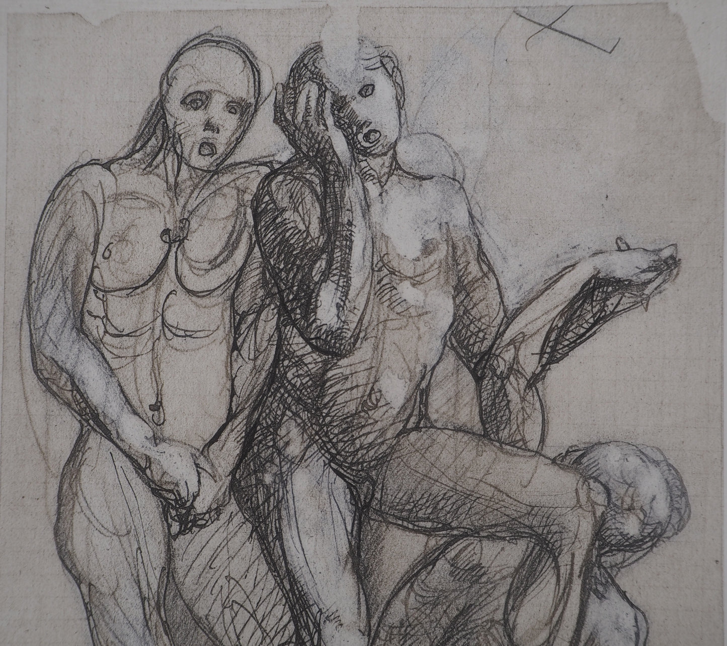 Auguste RODIN : Trois ombres parlant à Dante - Gravure