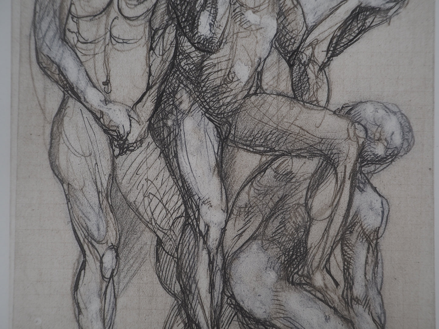 Auguste RODIN : Trois ombres parlant à Dante - Gravure