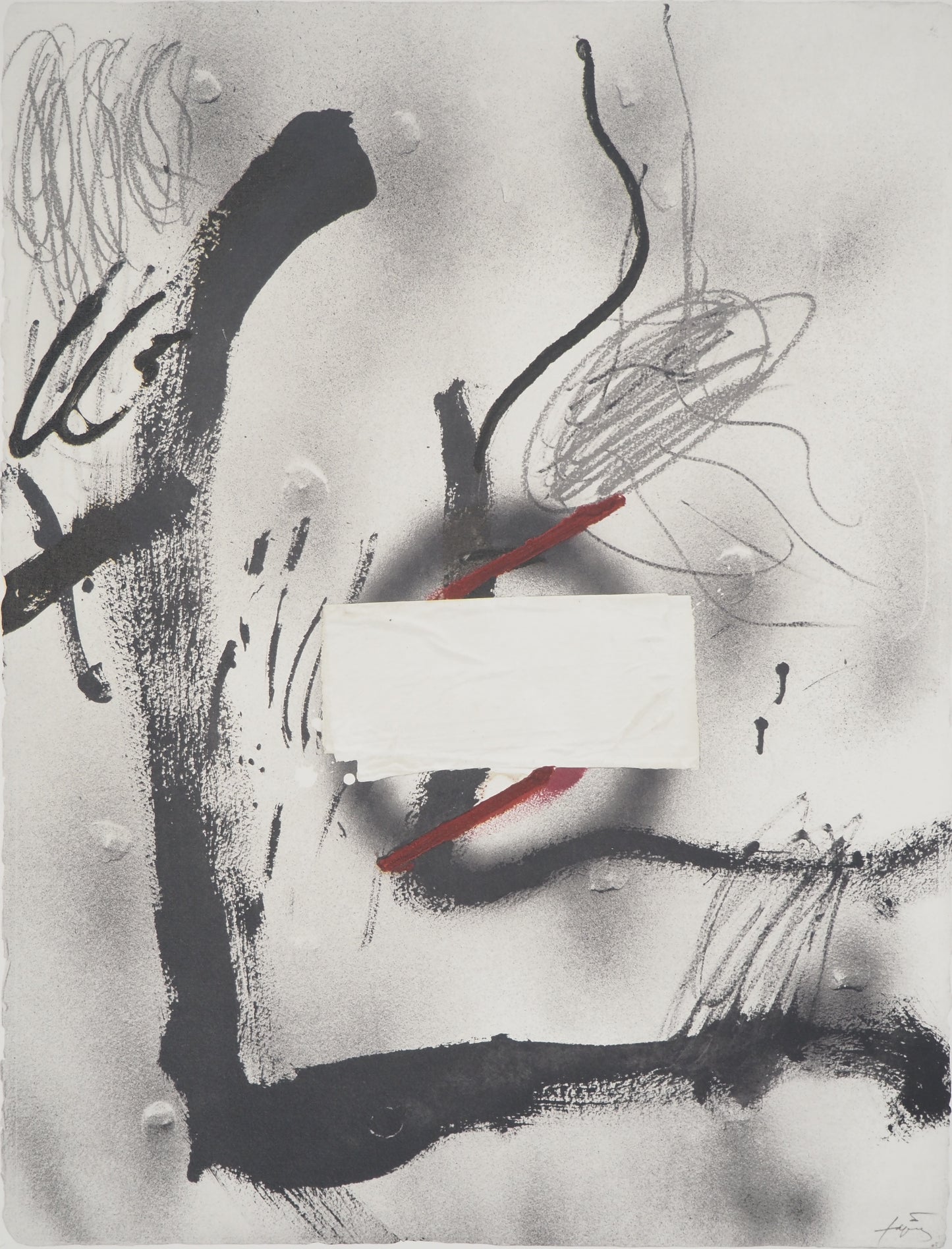 Antoni TAPIES : Composition brumeuse - Lithographie signée
