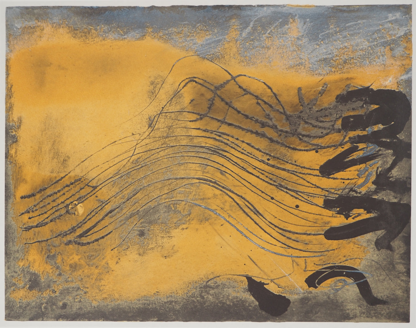 Antoni TAPIES : Courbes abstraites - Lithographie