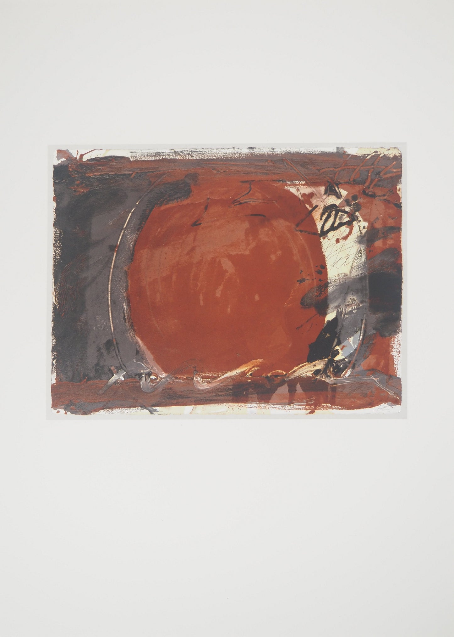Antoni TAPIES : Composition au cercle rouge - Lithographie signée