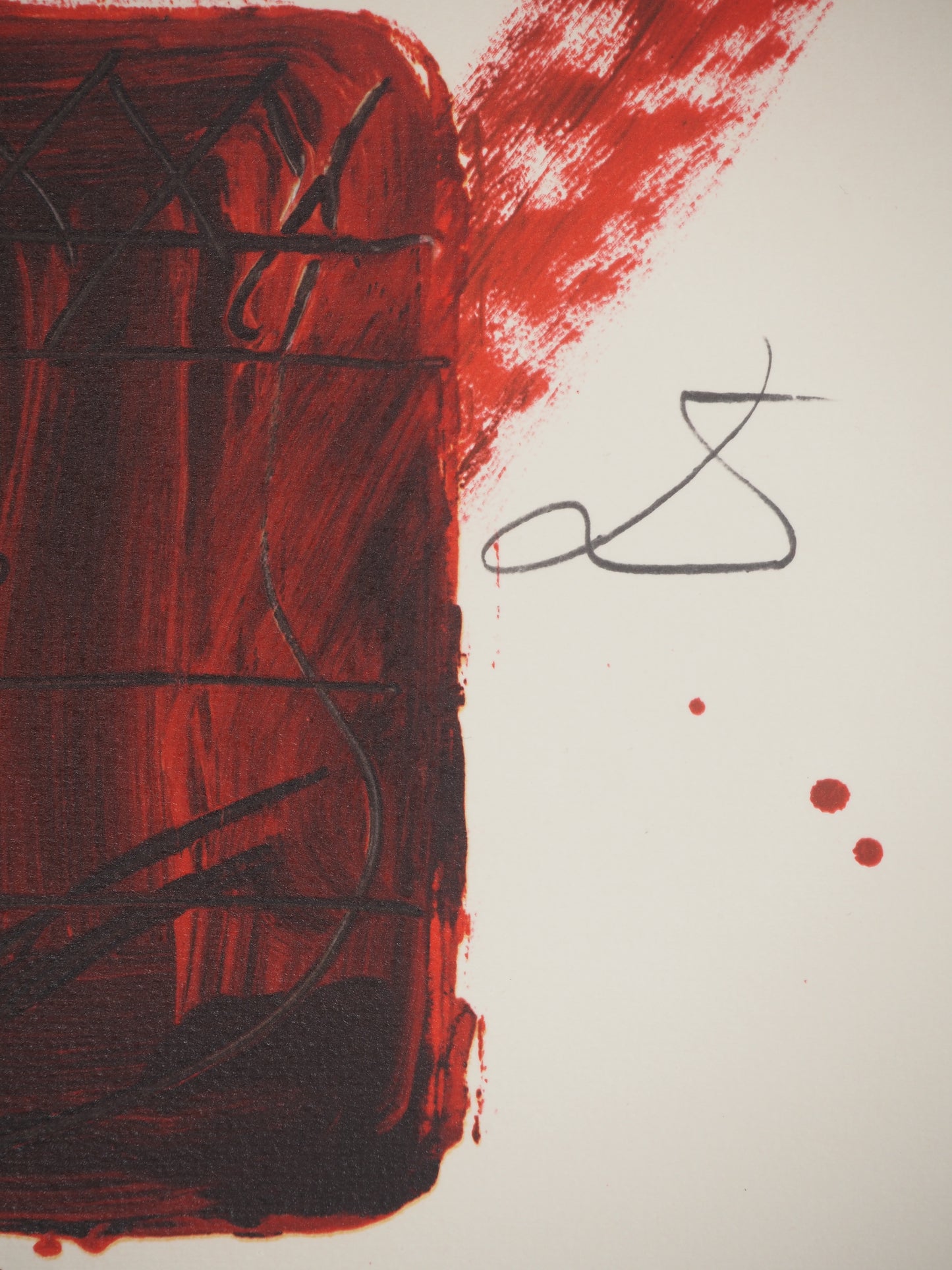 Antoni TAPIES : Composition à la boite rouge - Lithographie signée