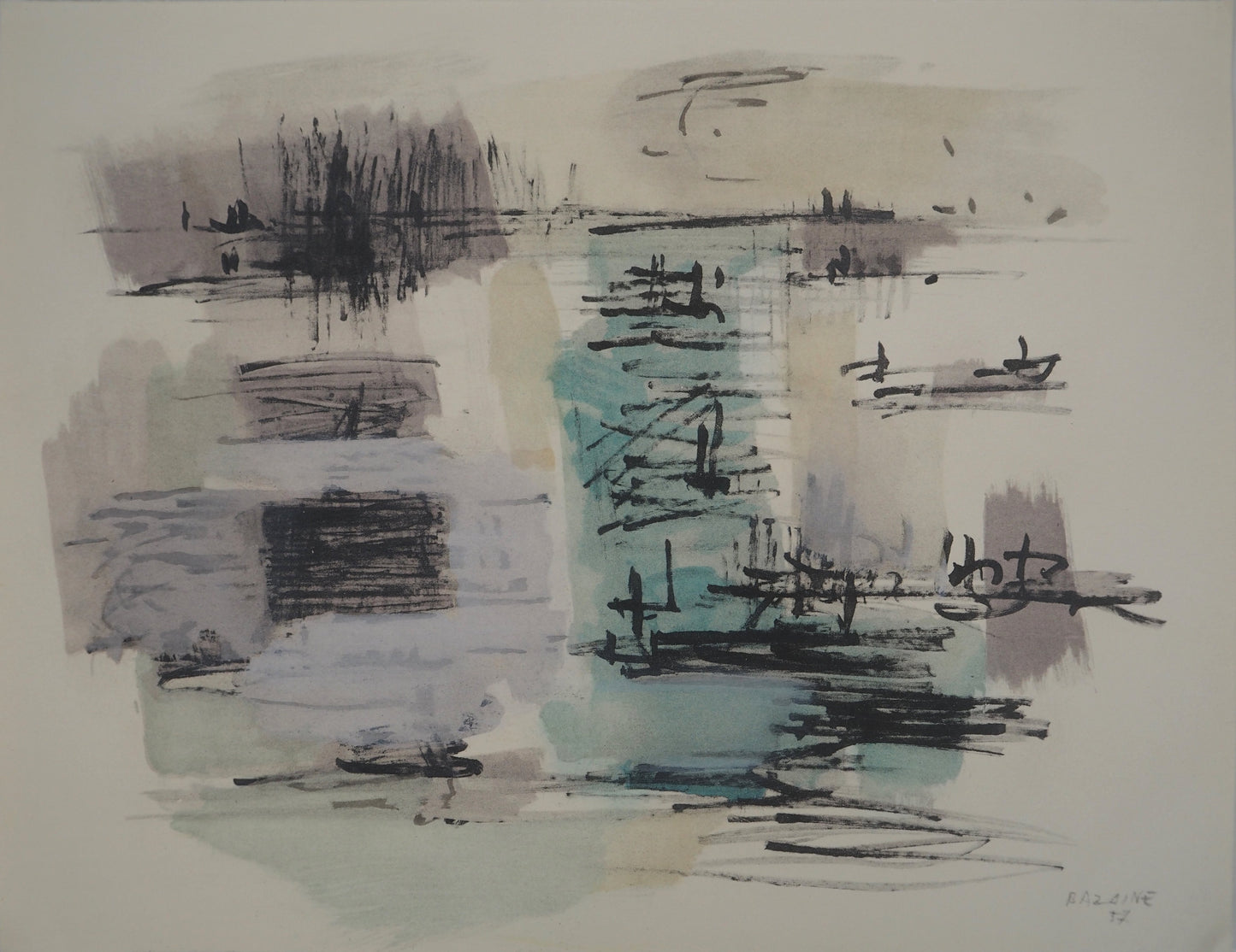 Jean BAZAINE : Composition abstraite - Lithographie originale signée