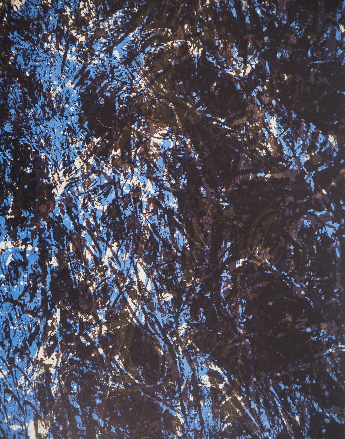 François FIEDLER : Composition en bleu - Lithographie originale