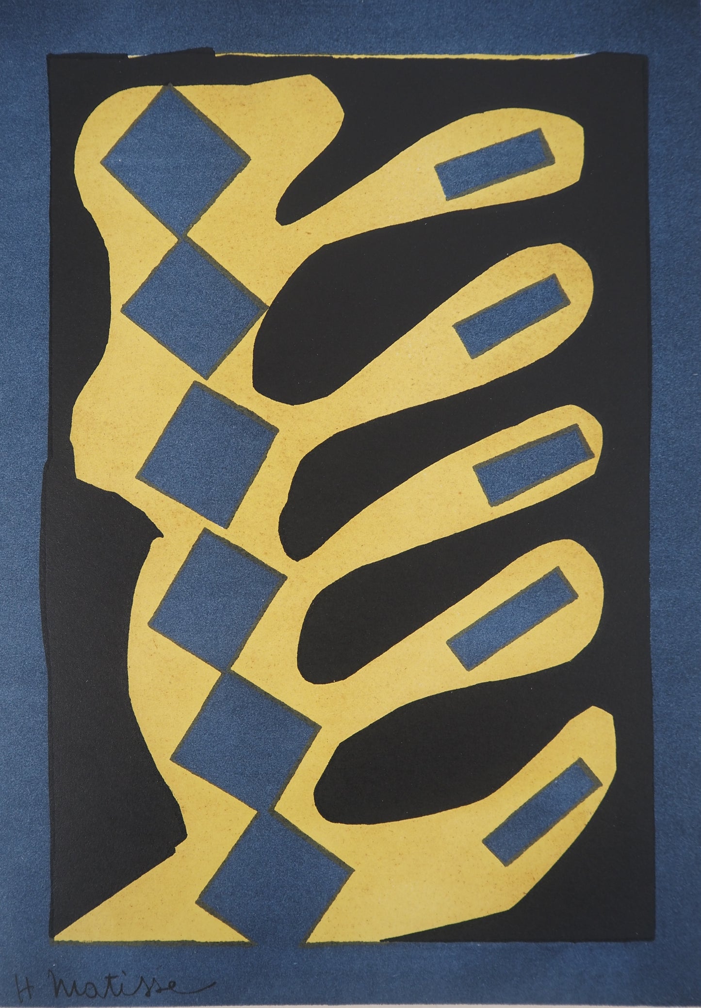 Henri MATISSE : Decoupage sur fond bleu - Lithographie signée