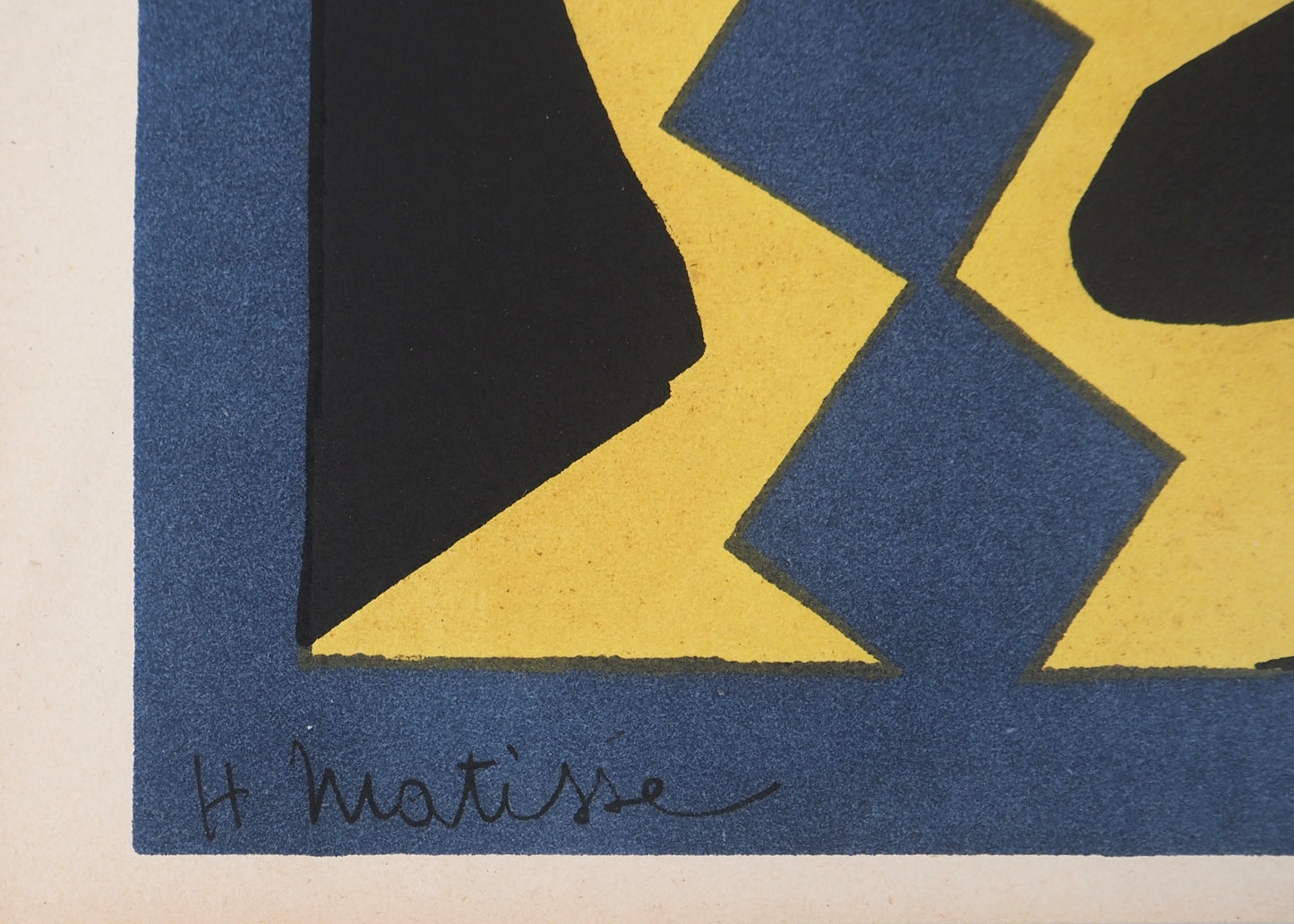Henri MATISSE : Decoupage sur fond bleu - Lithographie signée
