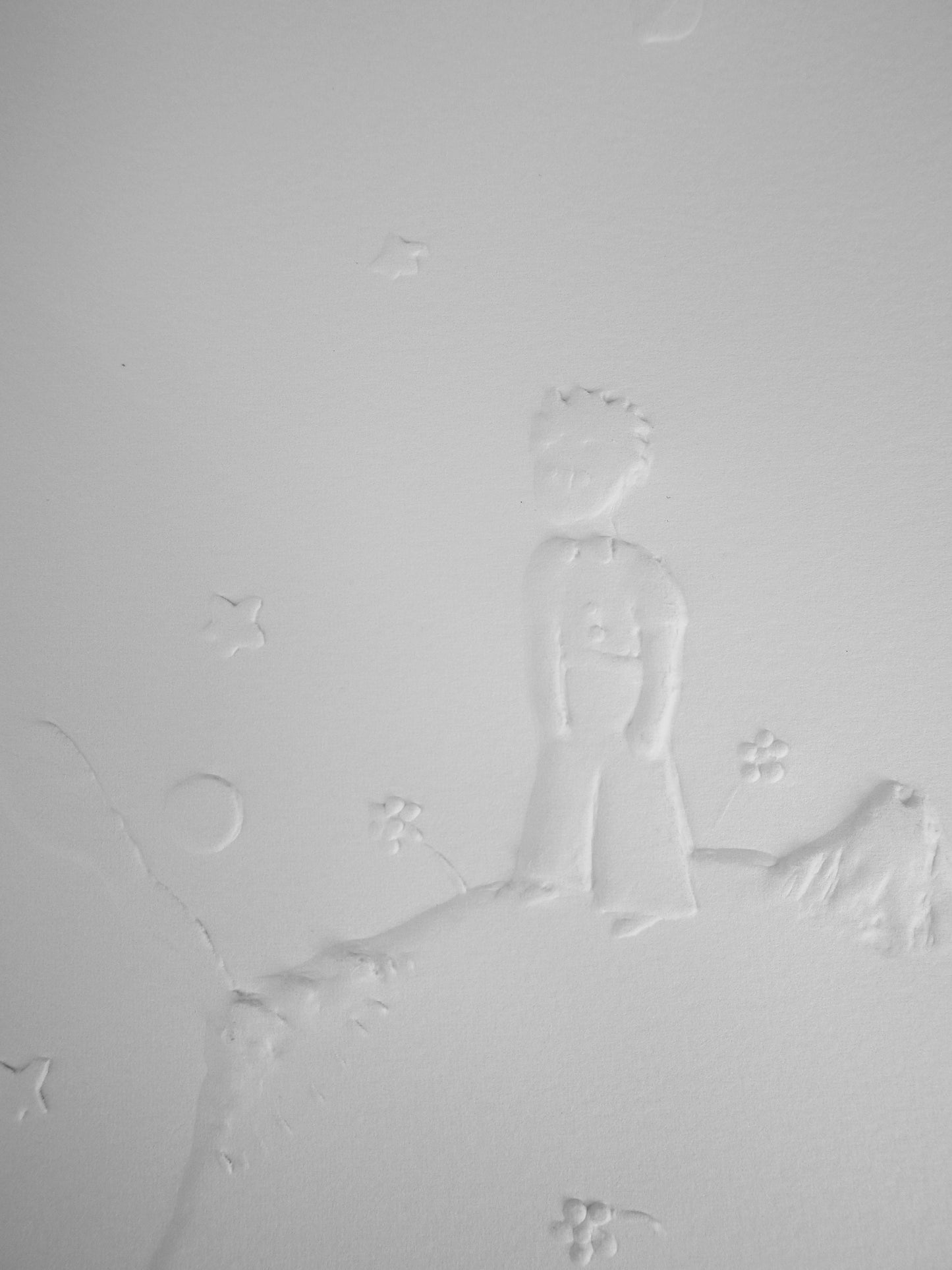 Antoine DE SAINT EXUPERY : Le petit prince sur l'astéroïde B612 - Gravure sur bois