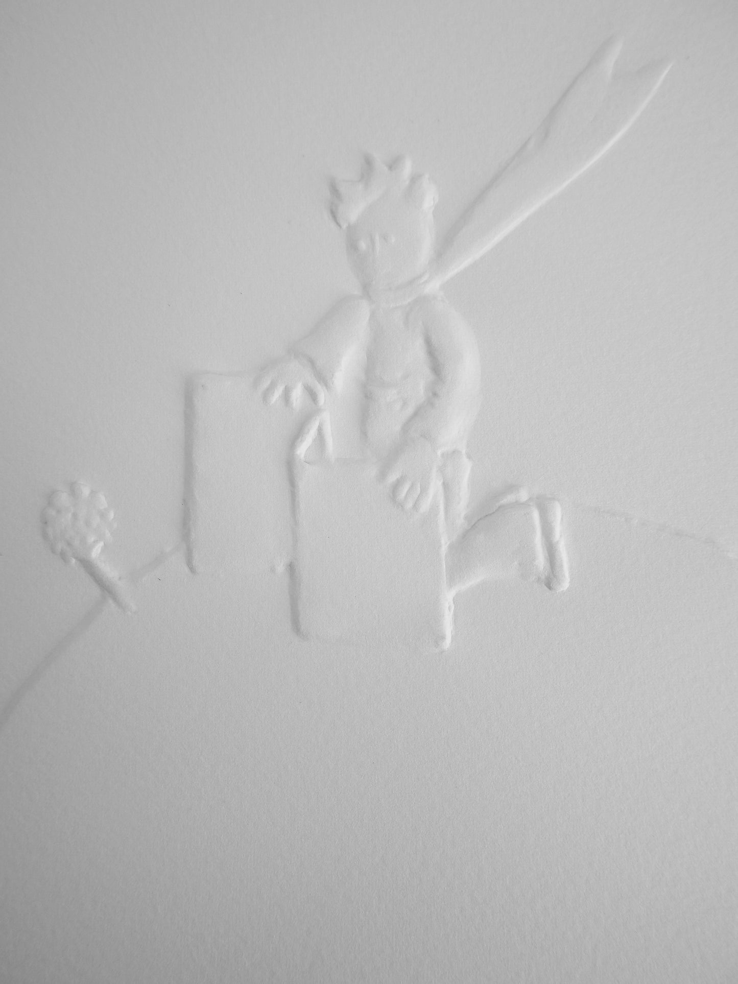 Antoine DE SAINT EXUPERY : Le petit prince, la rose et le livre - Gravure sur bois