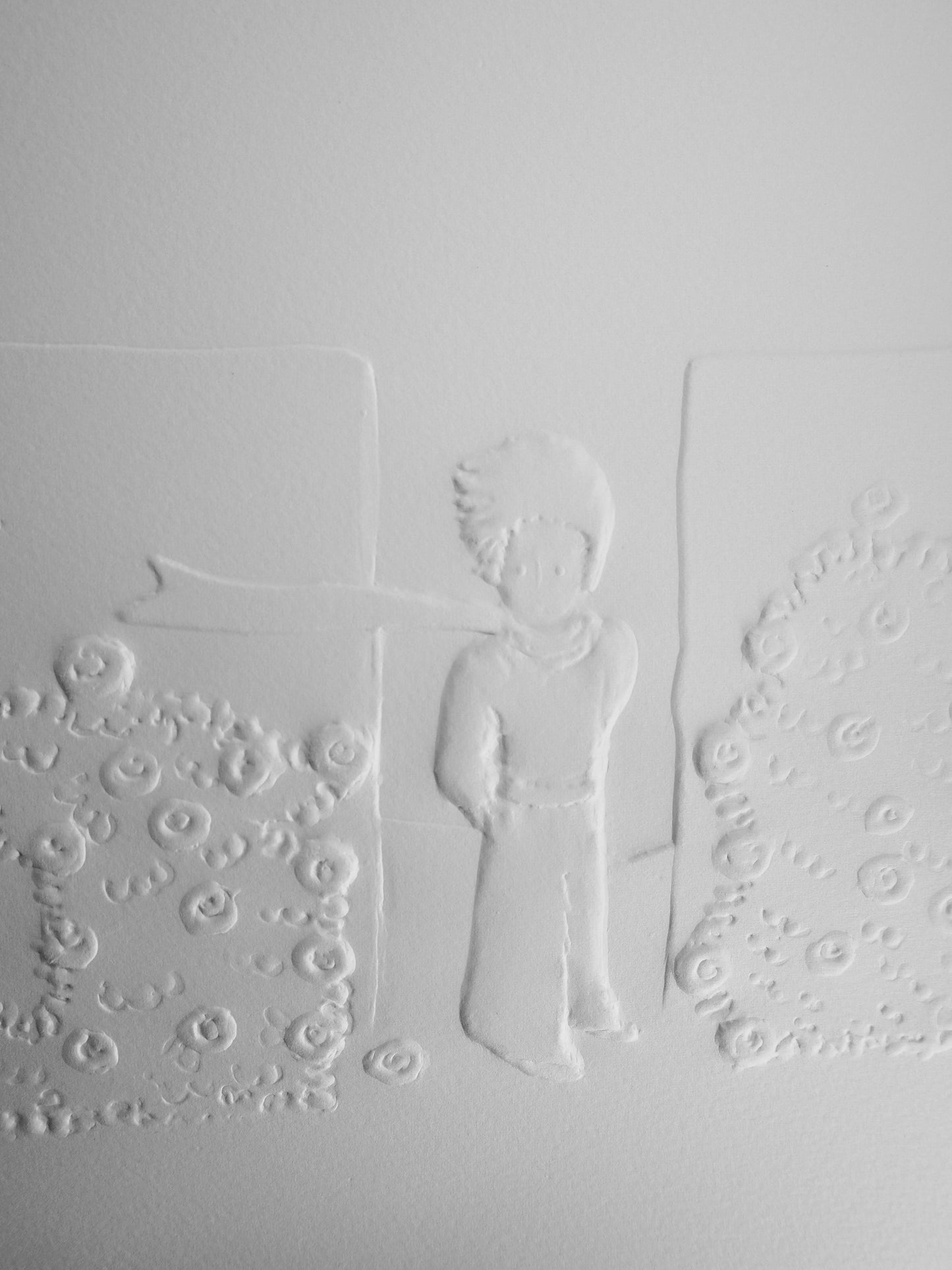 Antoine DE SAINT EXUPERY : Le petit prince et la roseraie - Gravure sur bois