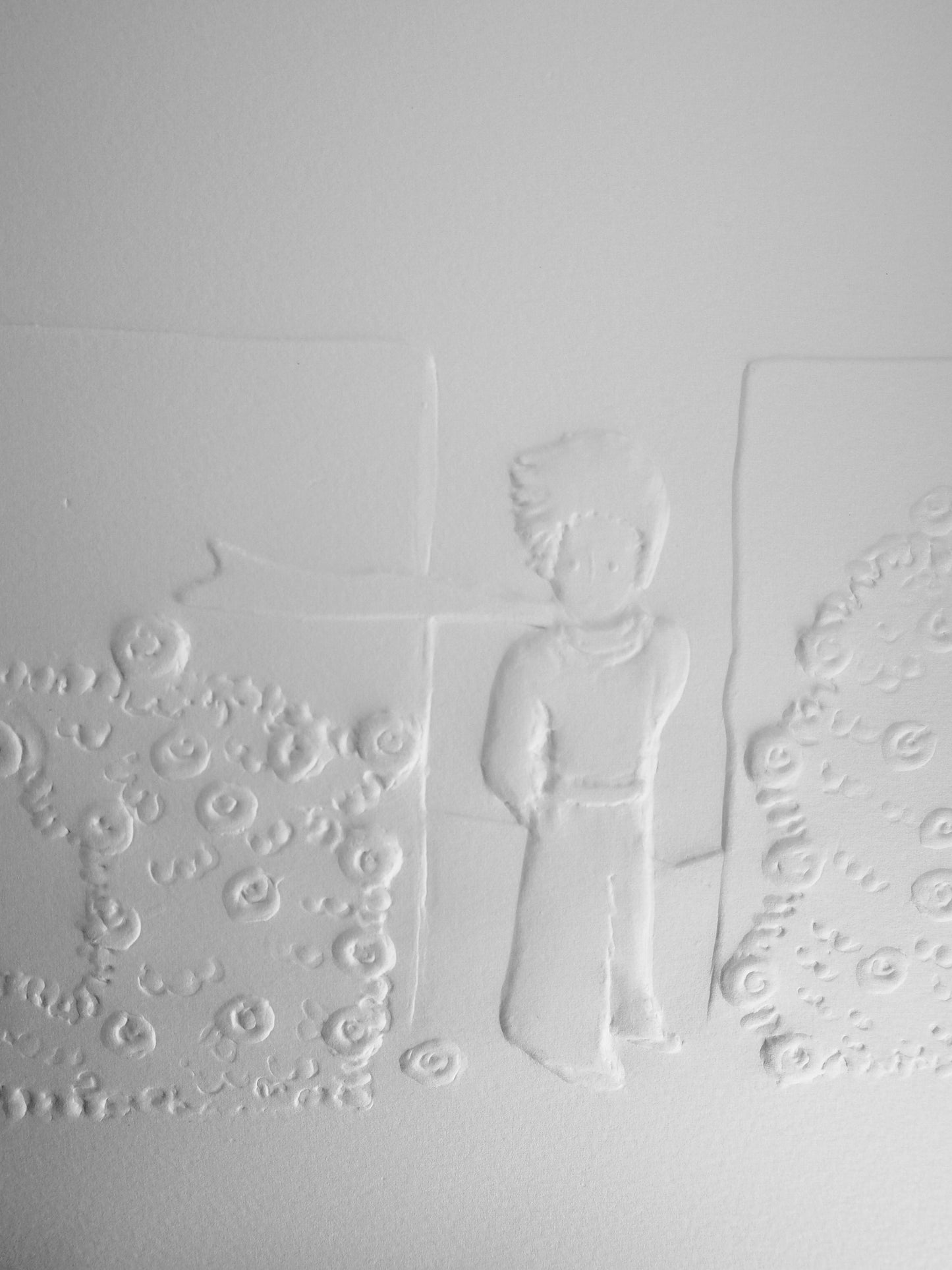 Antoine DE SAINT EXUPERY : Le petit prince et la roseraie - Gravure sur bois