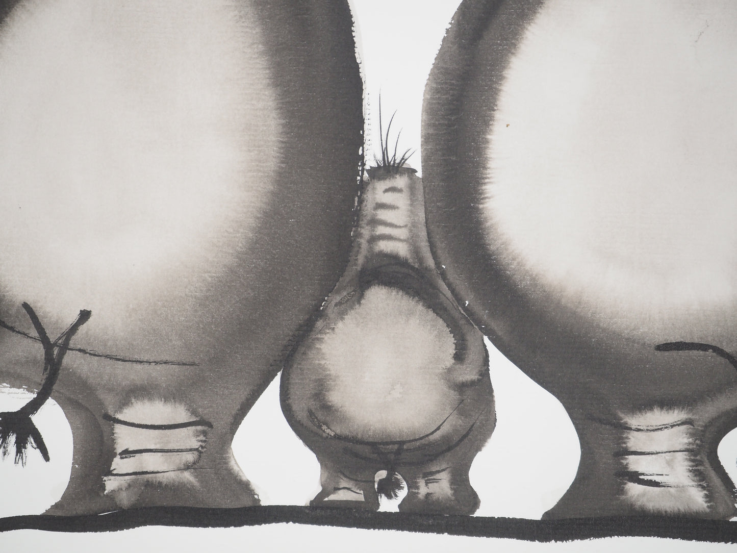 Laszlo TIBAY : Famille d'éléphants - Dessin original signé