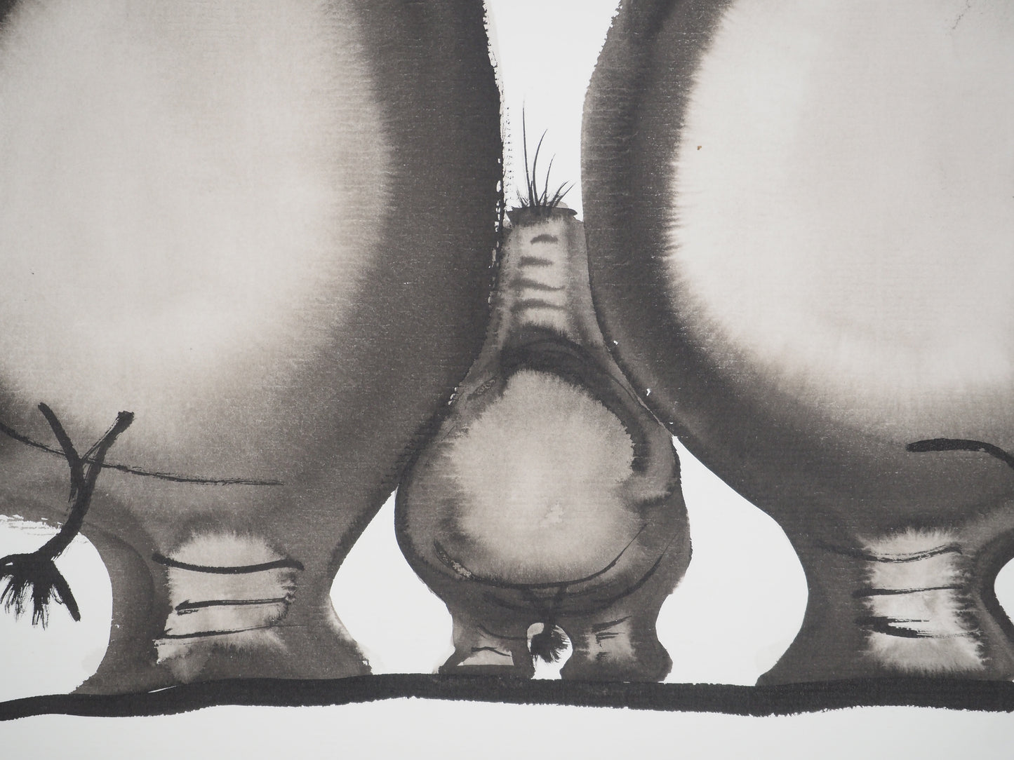 Laszlo TIBAY : Famille d'éléphants - Dessin original signé