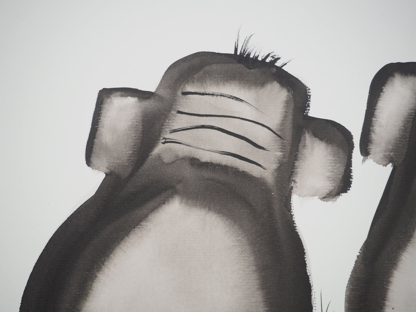 Laszlo TIBAY : Famille d'éléphants - Dessin original signé