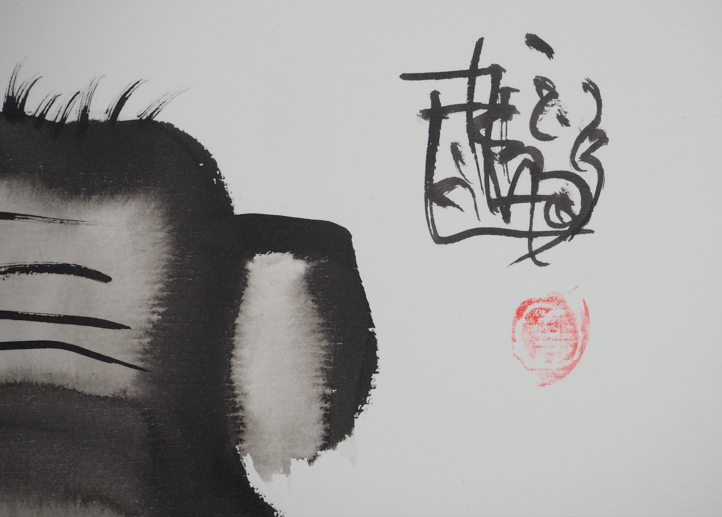 Laszlo TIBAY : Famille d'éléphants - Dessin original signé