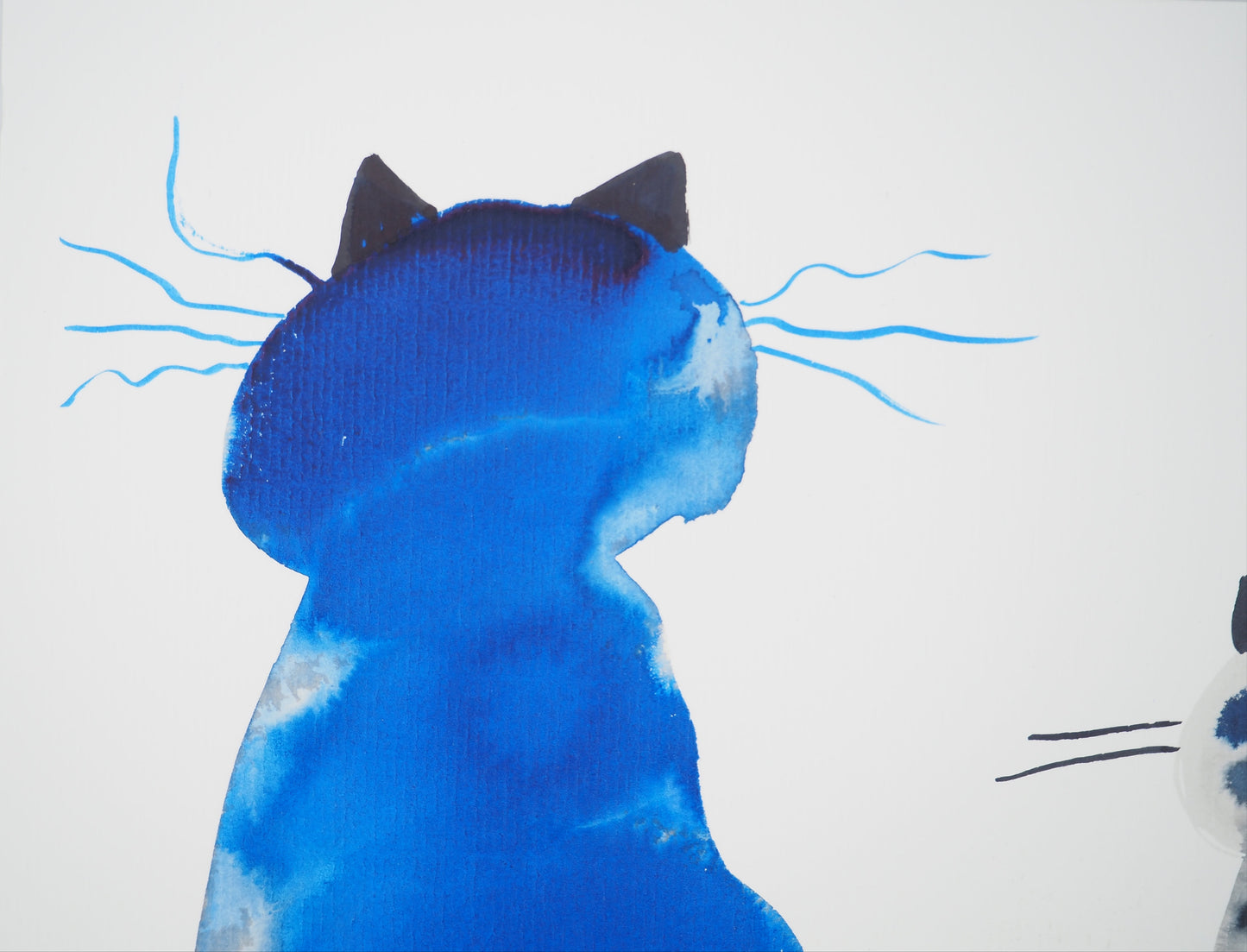 Laszlo TIBAY : Maman chat et son petit - Dessin original signé