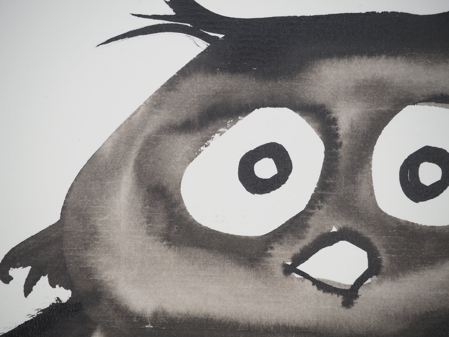 Laszlo TIBAY : L'hibou perché sur sa branche - Dessin original signé