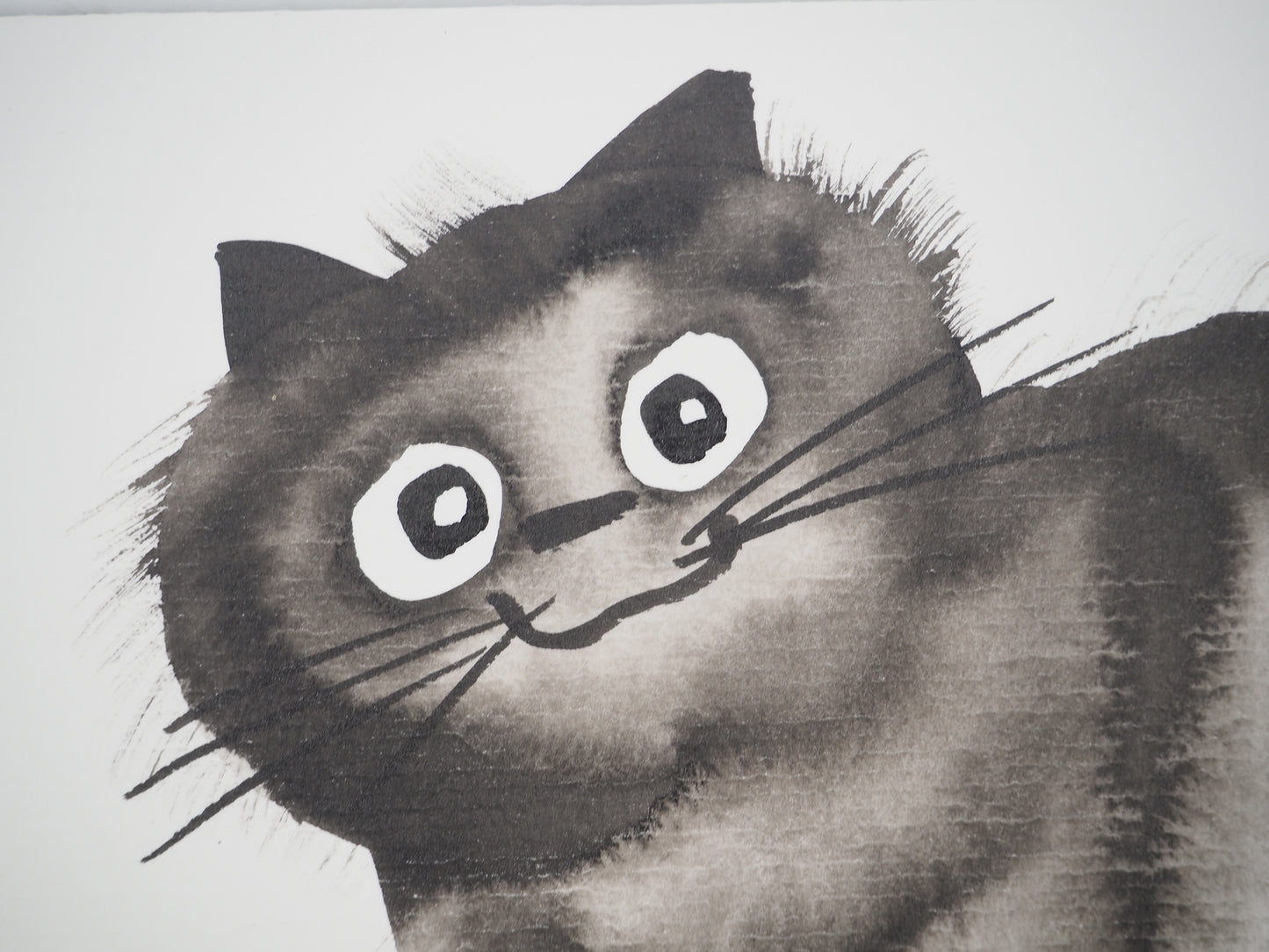 Laszlo TIBAY : Chat souriant - Dessin original signé