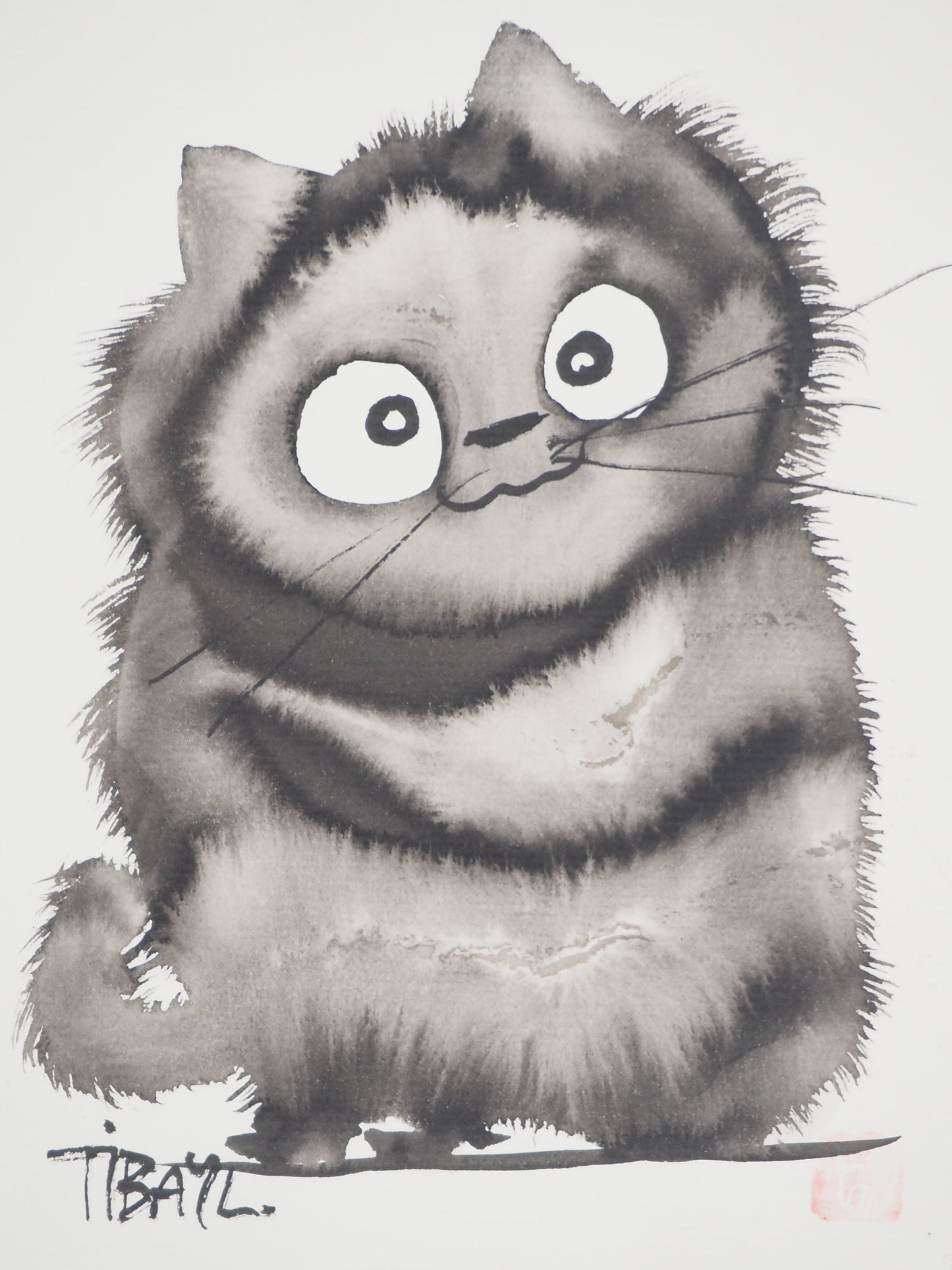Laszlo TIBAY : Petite boule de poil - Dessin original signé