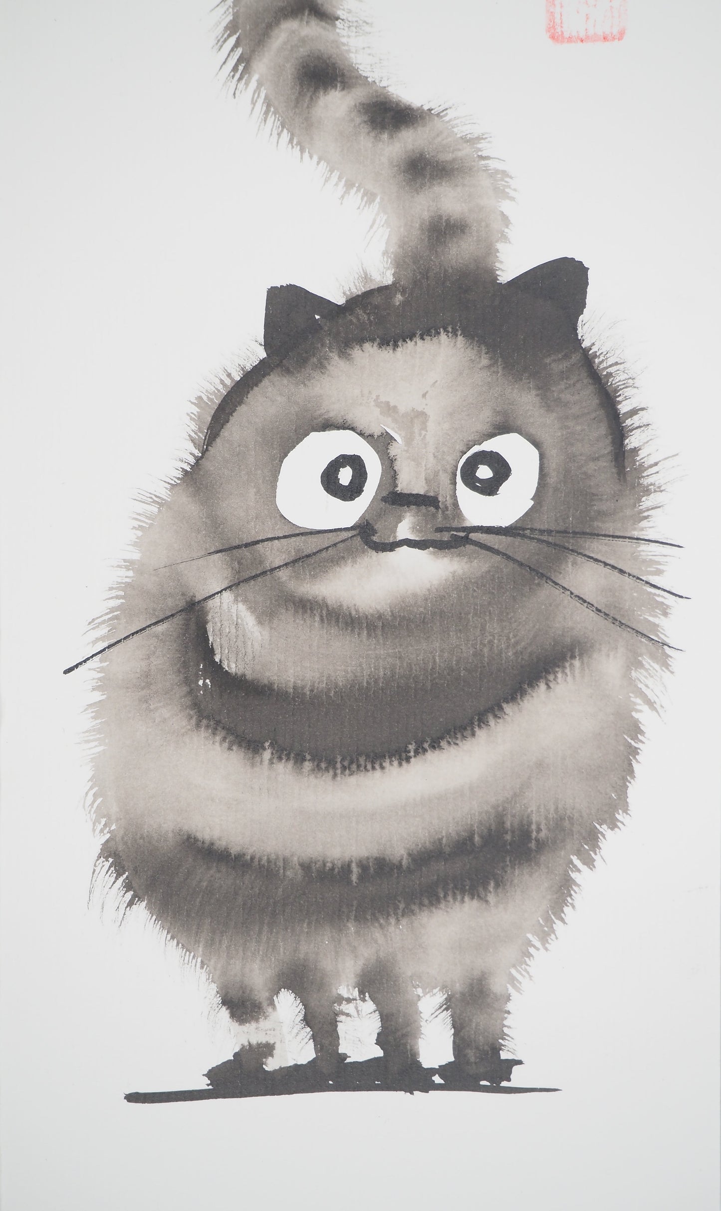 Laszlo TIBAY : Chat de face - Dessin original signé