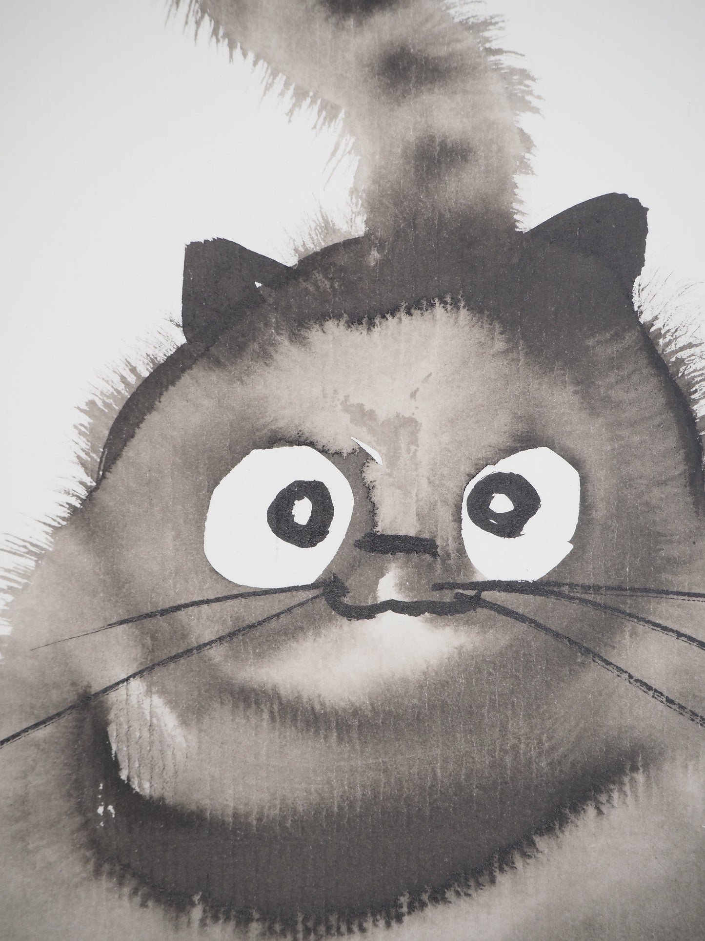Laszlo TIBAY : Chat de face - Dessin original signé